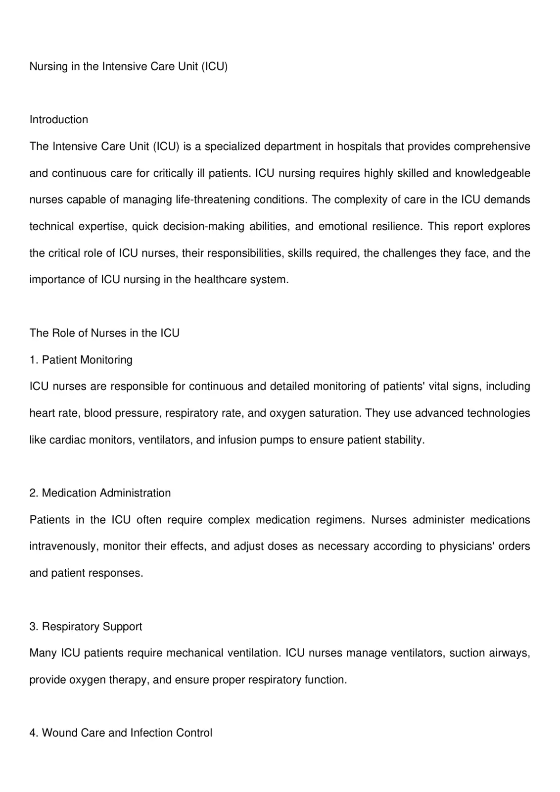 غلاف تقرير Nursing in the Intensive Care Unit (ICU)