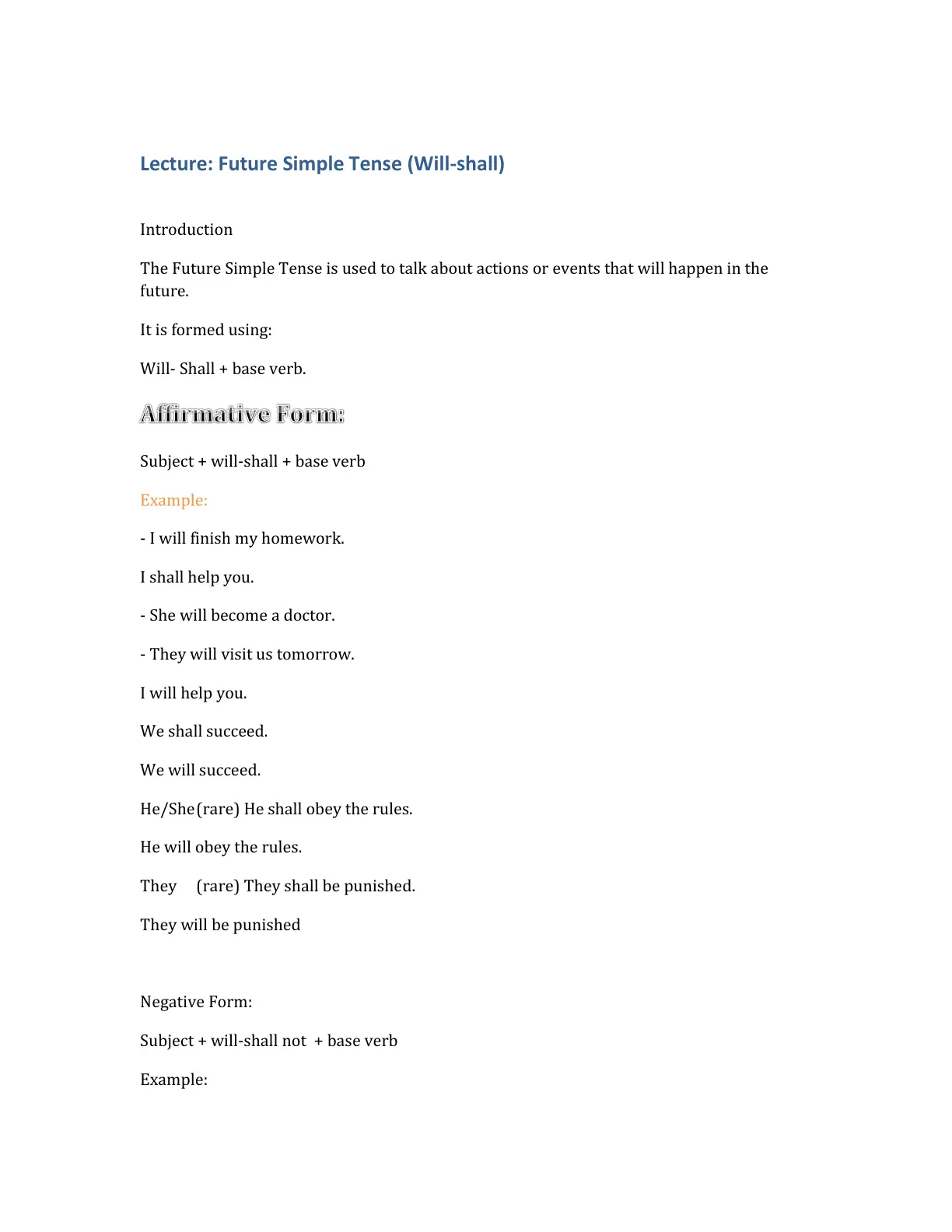 غلاف تقرير Lecture: Future Simple Tense (Will-Shall)