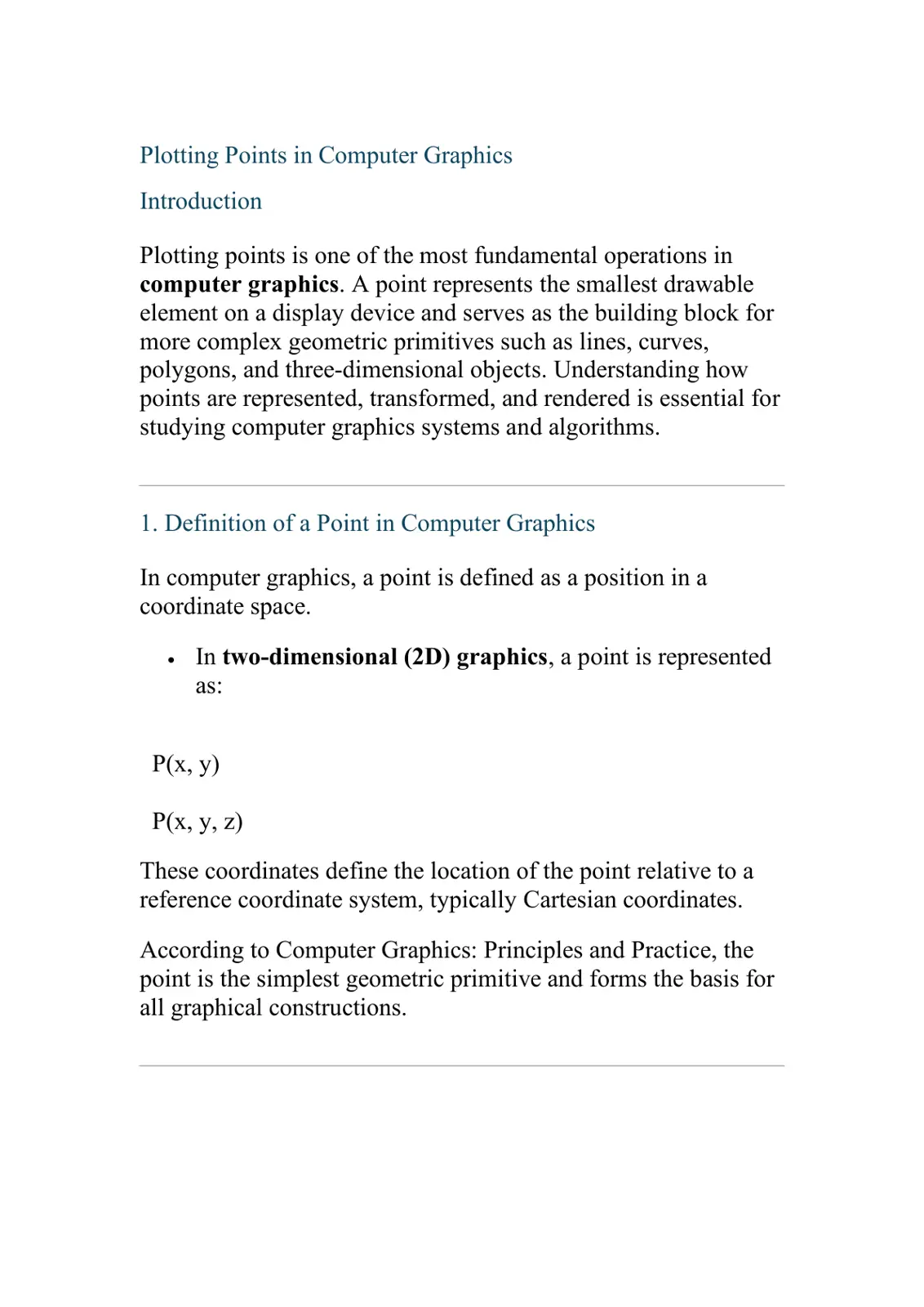 غلاف تقرير Plotting Points in Computer Graphics