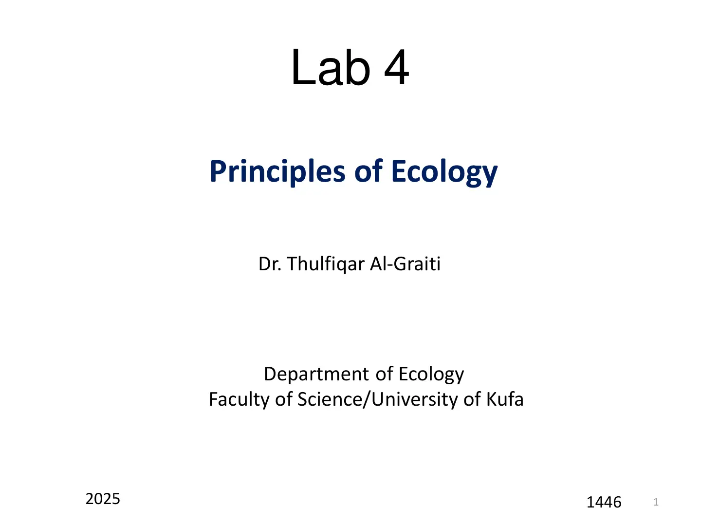 غلاف تقرير Principles of Ecology
