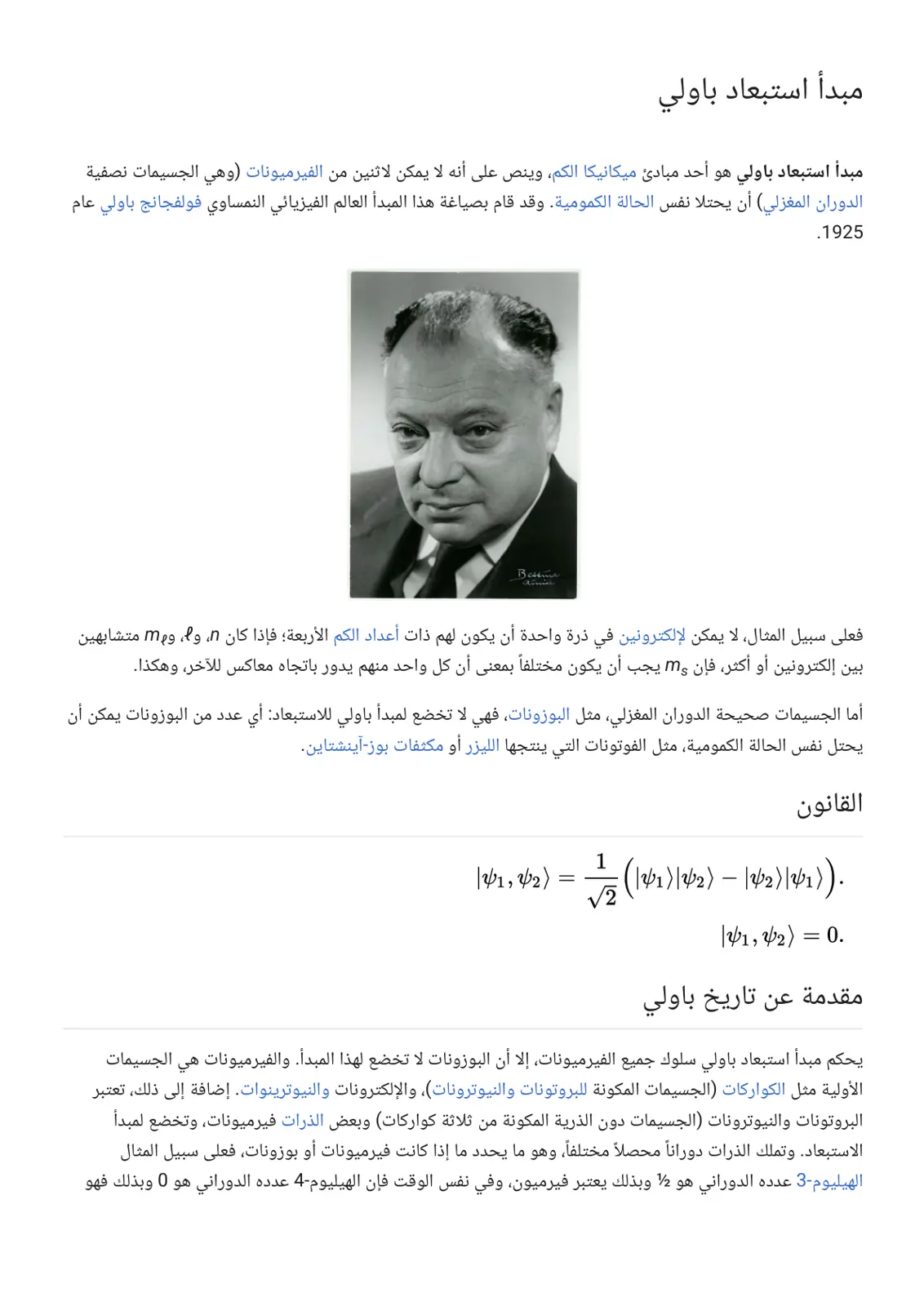 غلاف تقرير مبدأ استبعاد باولي