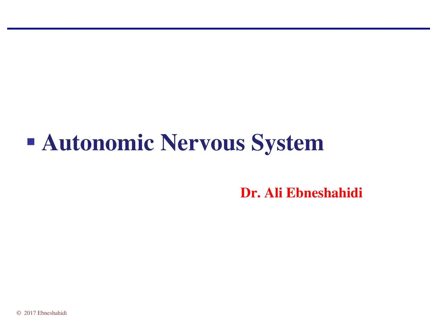 غلاف تقرير Autonomic Nervous System