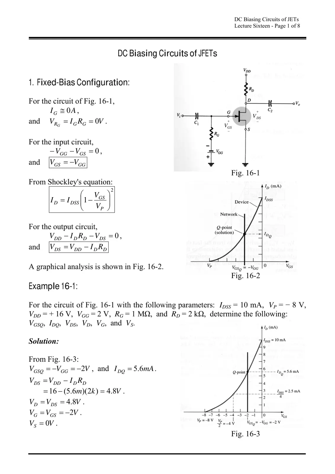 غلاف تقرير DC Biasing Circuits of JFETs