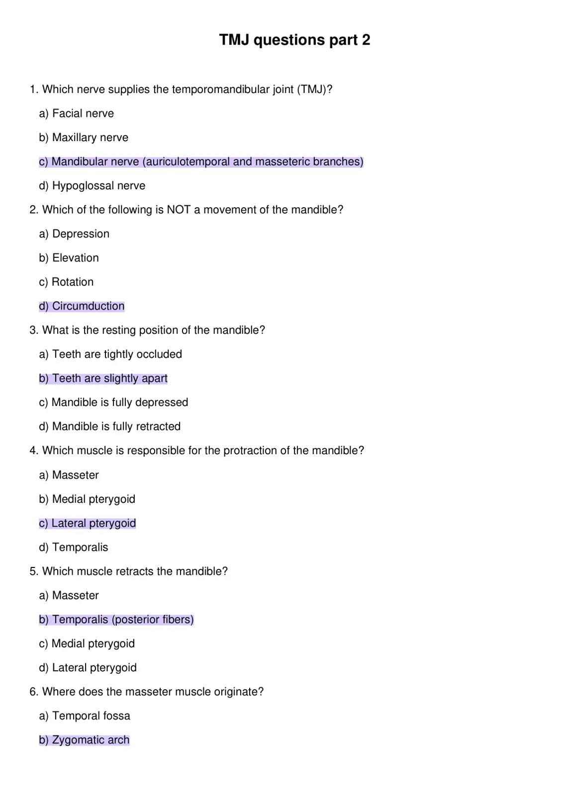 غلاف تقرير TMJ questions part 2