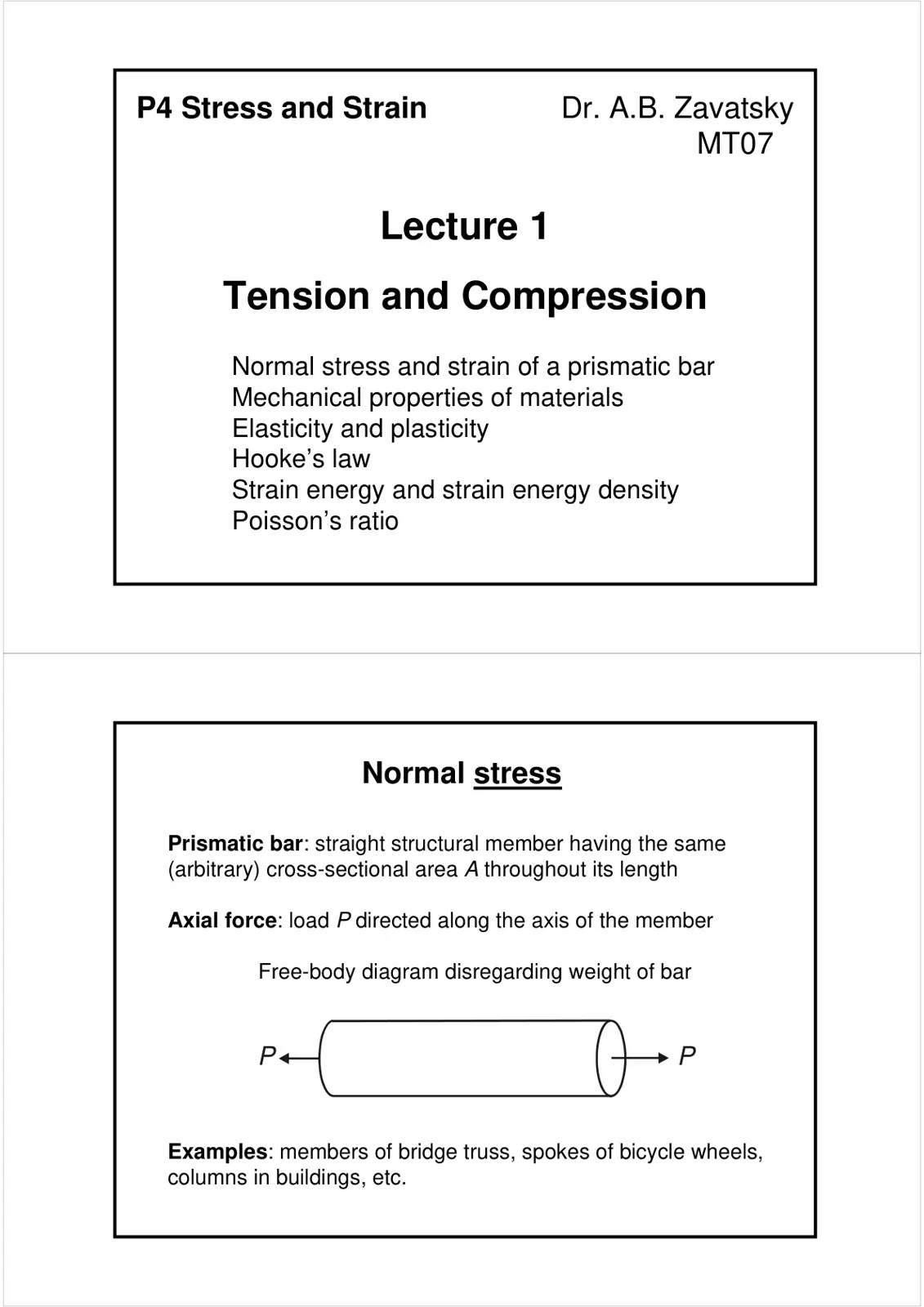 غلاف تقرير Stress and Strain - Lecture 1: Tension and Compression