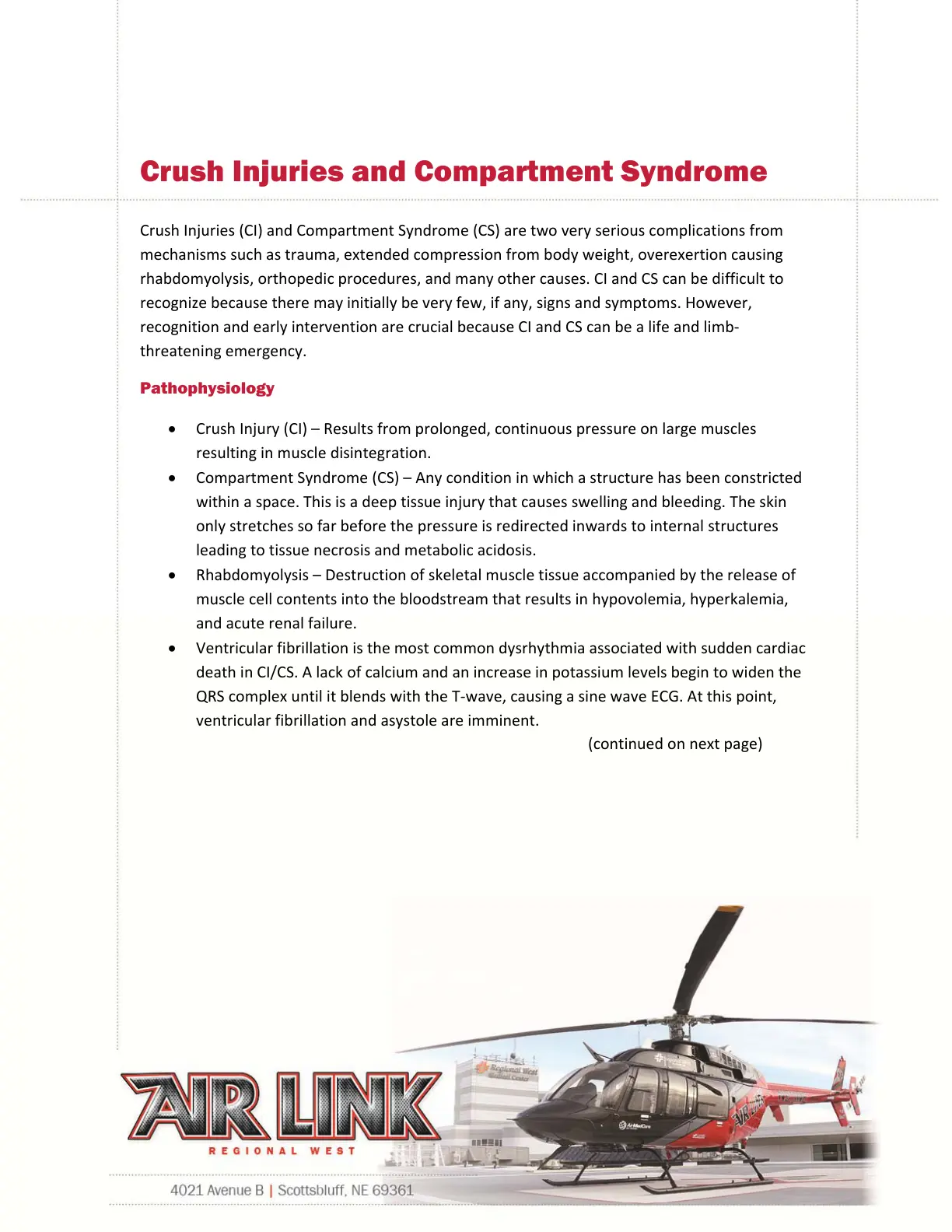 غلاف تقرير Crush Injuries and Compartment Syndrome