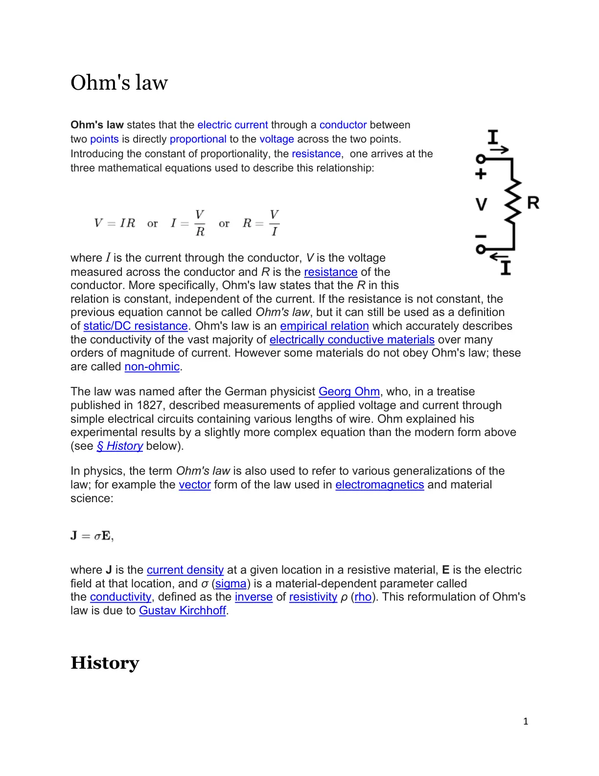 غلاف تقرير Ohm's law