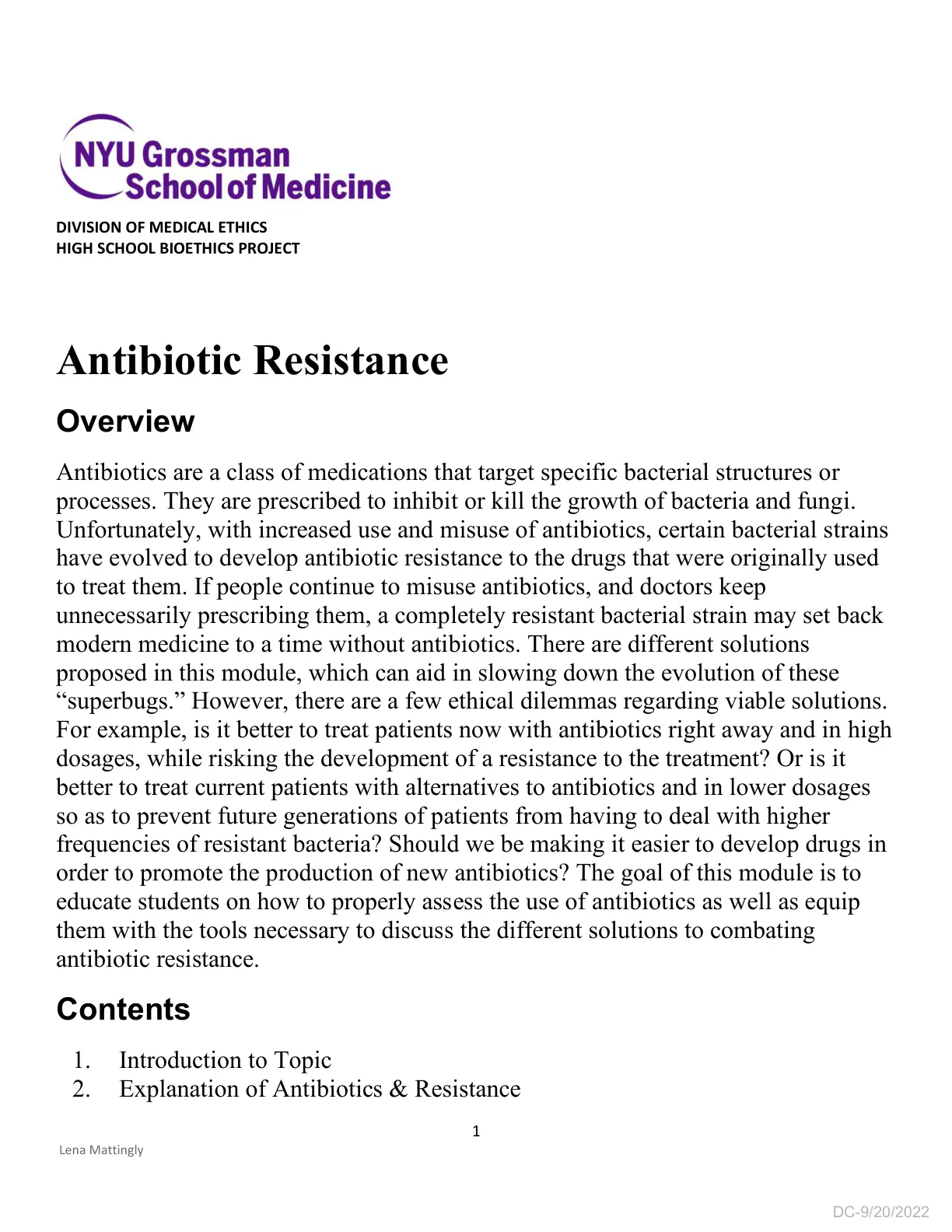 غلاف تقرير Antibiotic Resistance