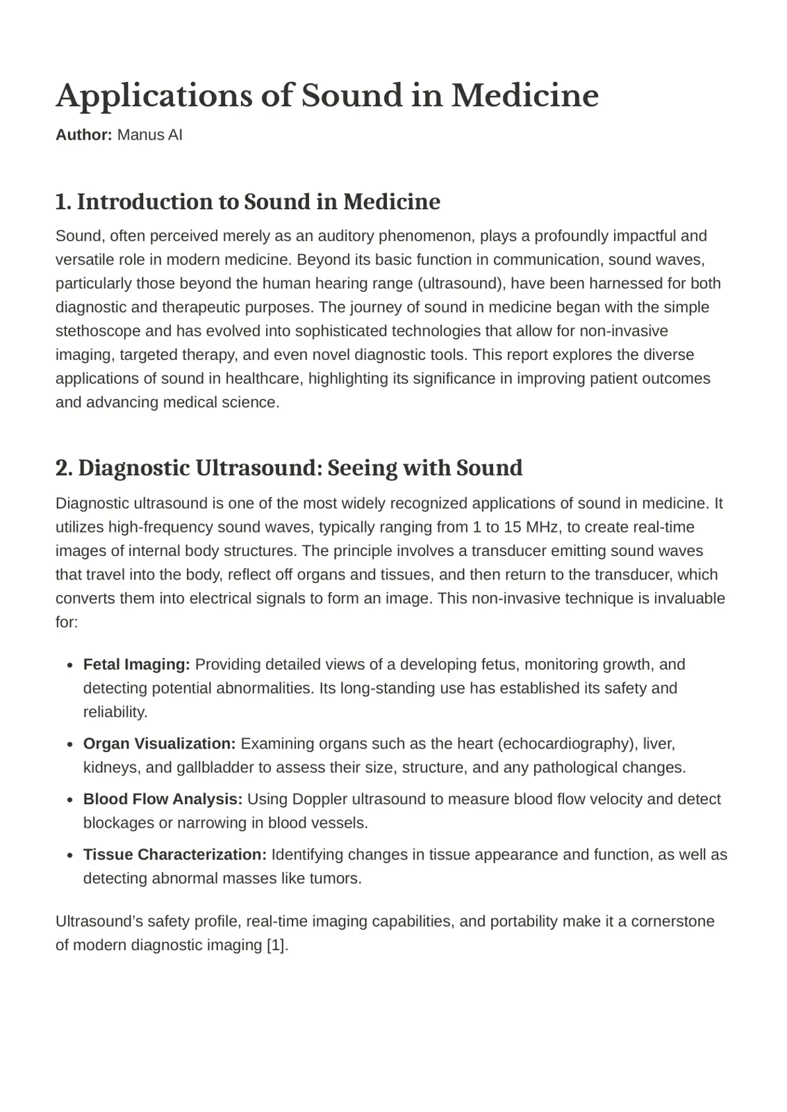 غلاف تقرير Applications of Sound in Medicine