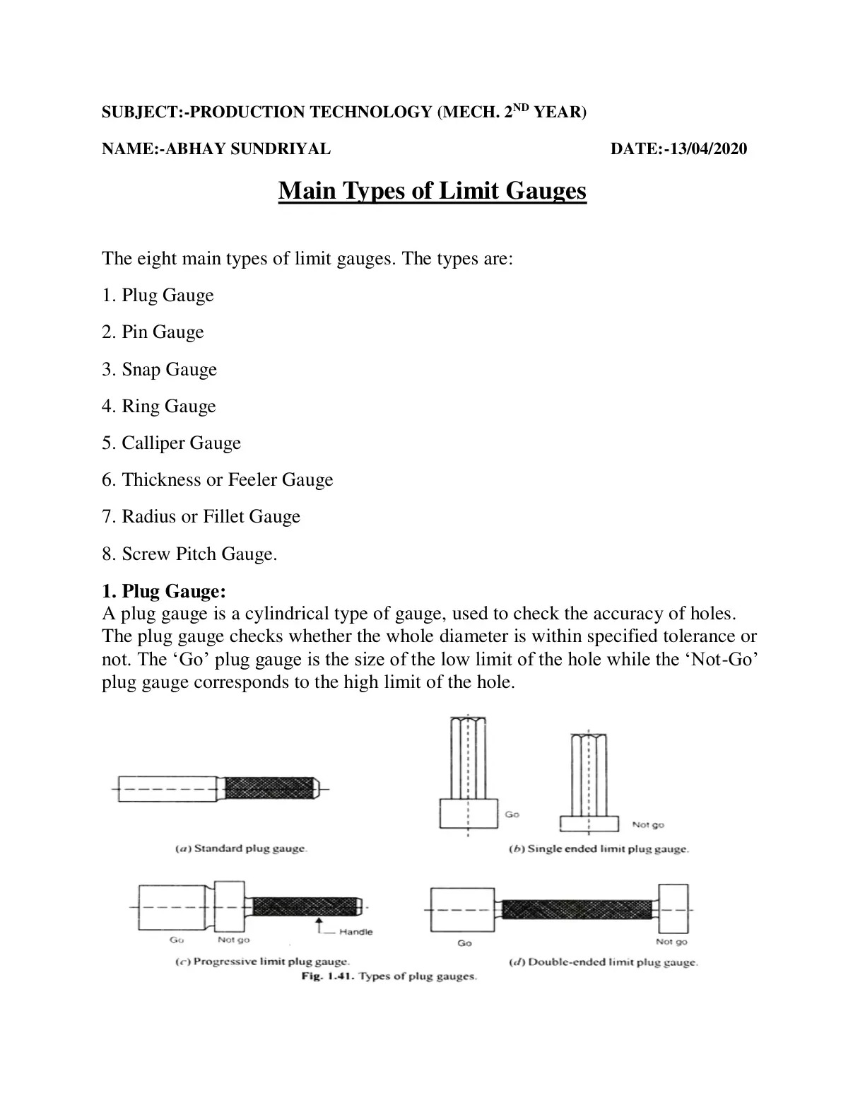 غلاف تقرير Main Types of Limit Gauges
