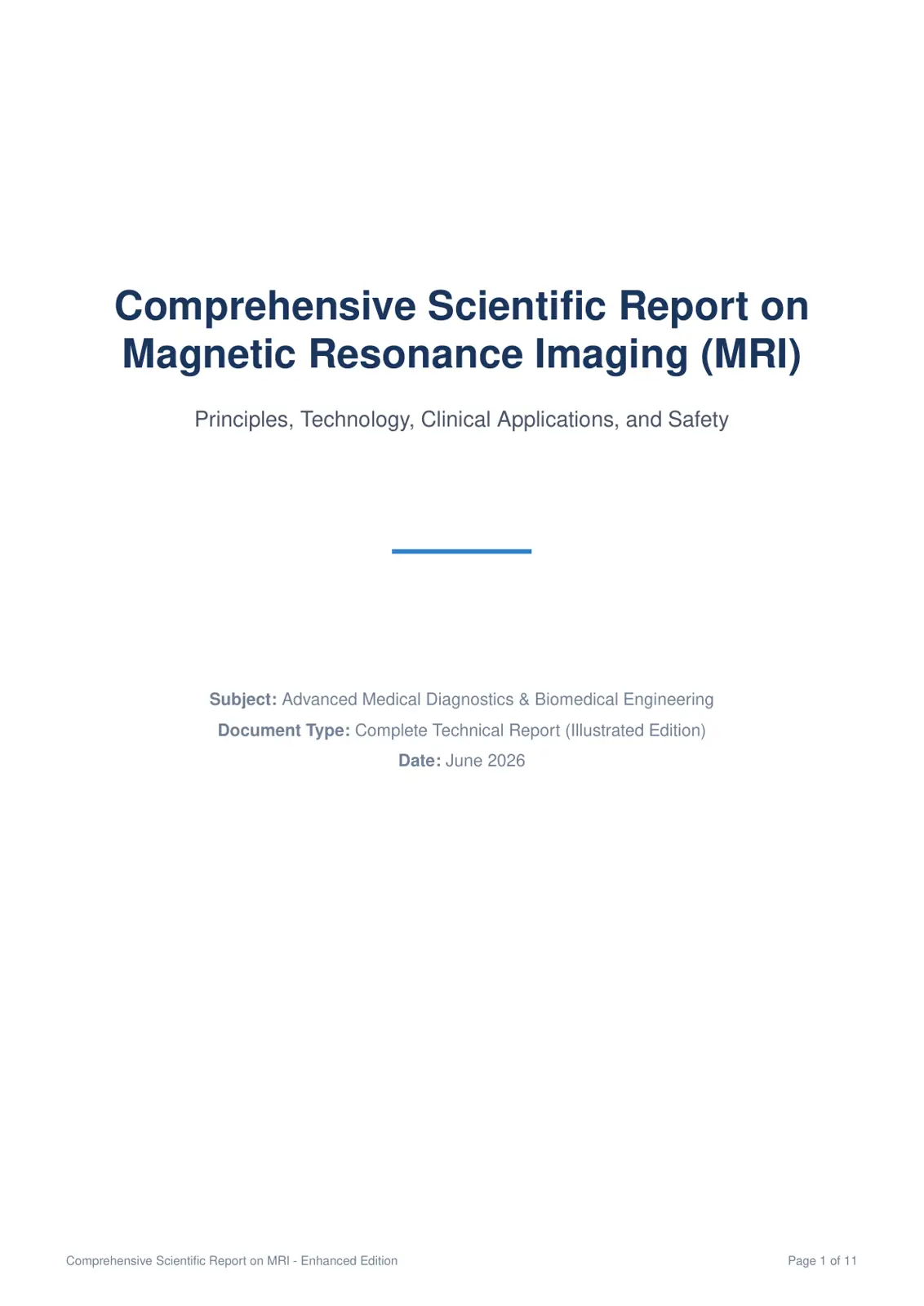 غلاف تقرير Comprehensive Scientific Report on MRI - Enhanced Edition