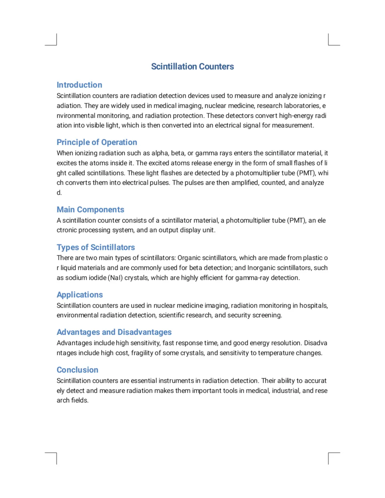 غلاف تقرير Scintillation Counters