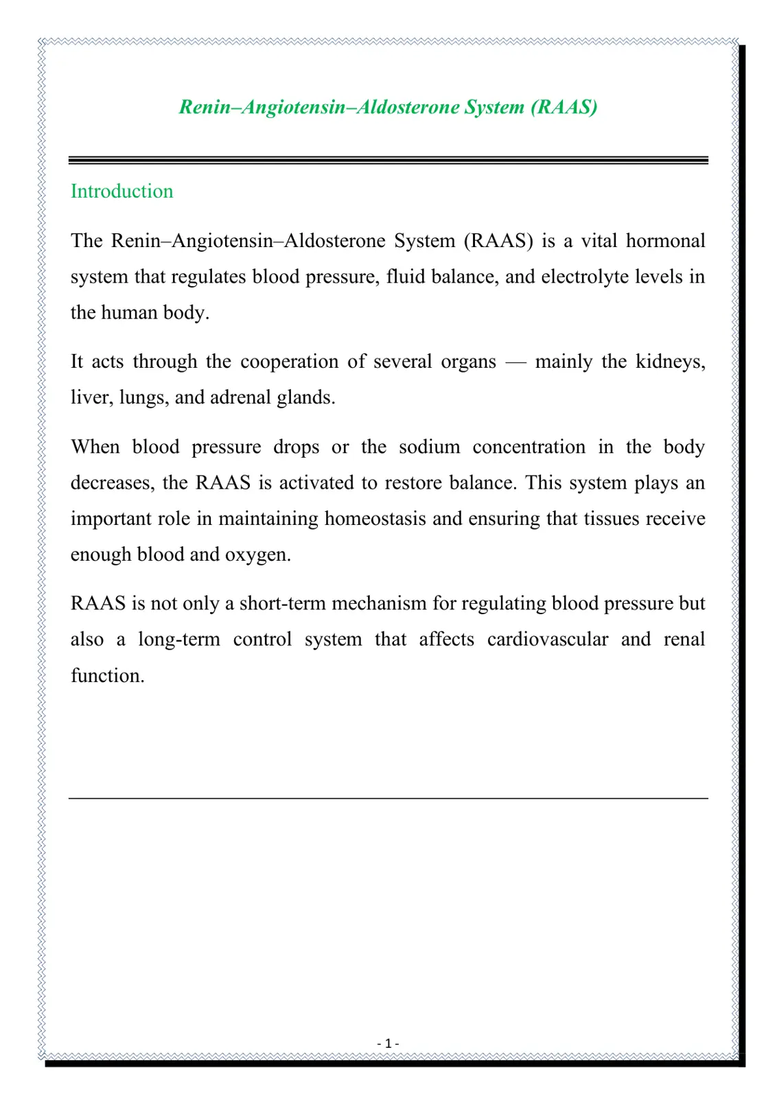 غلاف تقرير Renin-Angiotensin-Aldosterone System (RAAS)