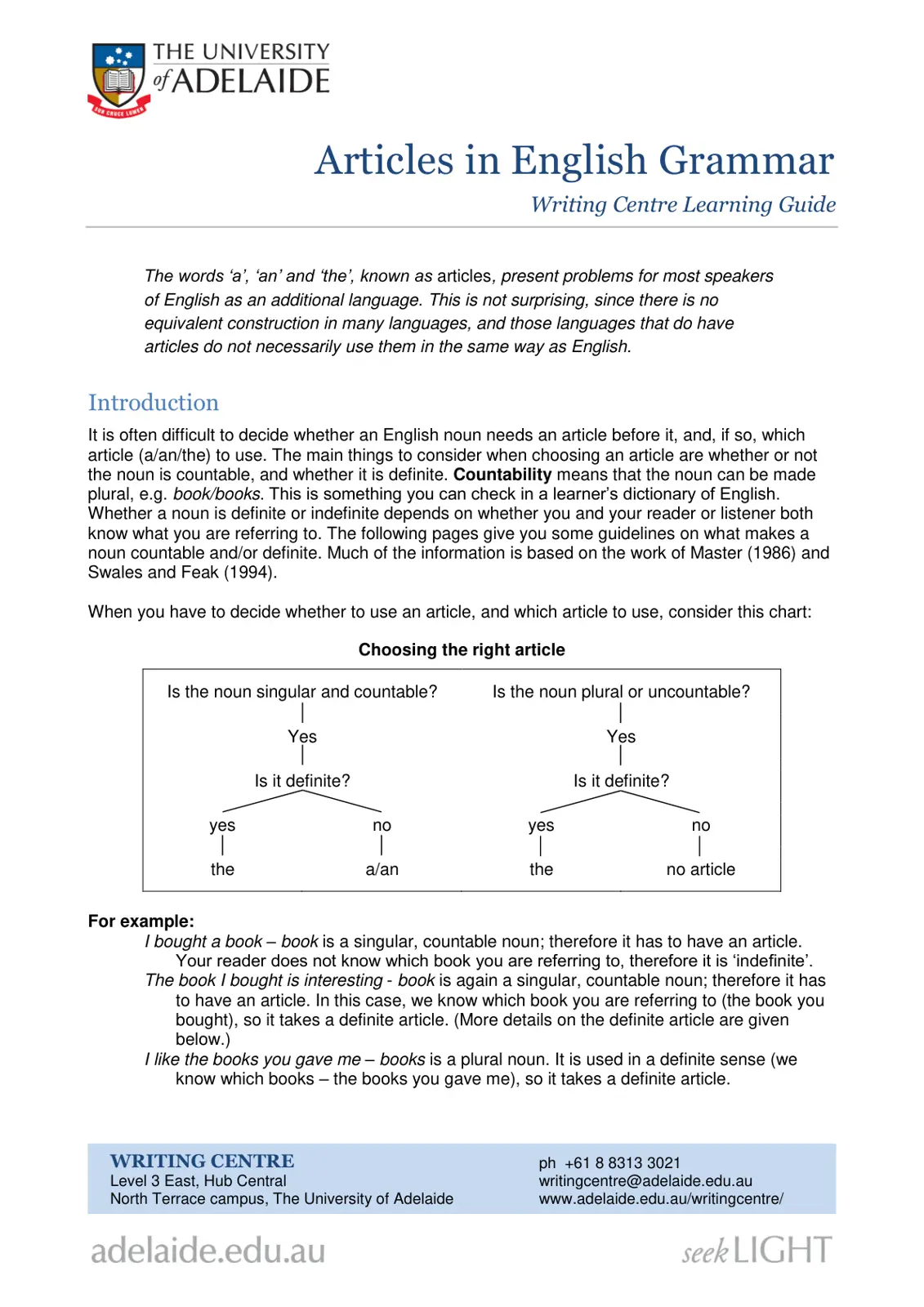 غلاف تقرير Articles in English Grammar