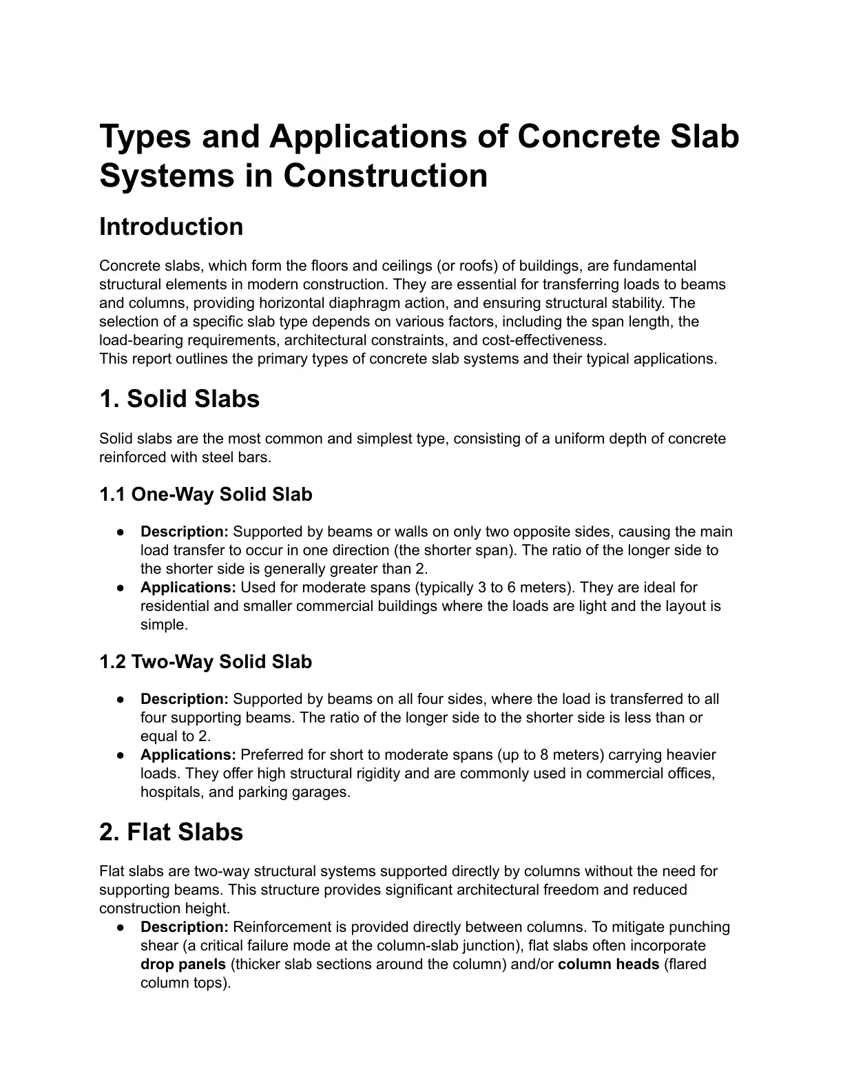 غلاف تقرير Types and Applications of Concrete Slab Systems in Construction