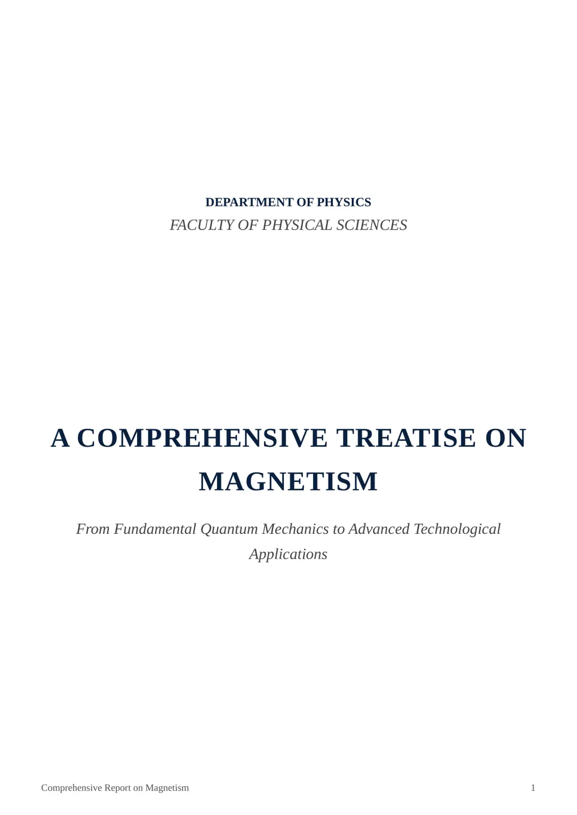 غلاف تقرير A Comprehensive Treatise on Magnetism
