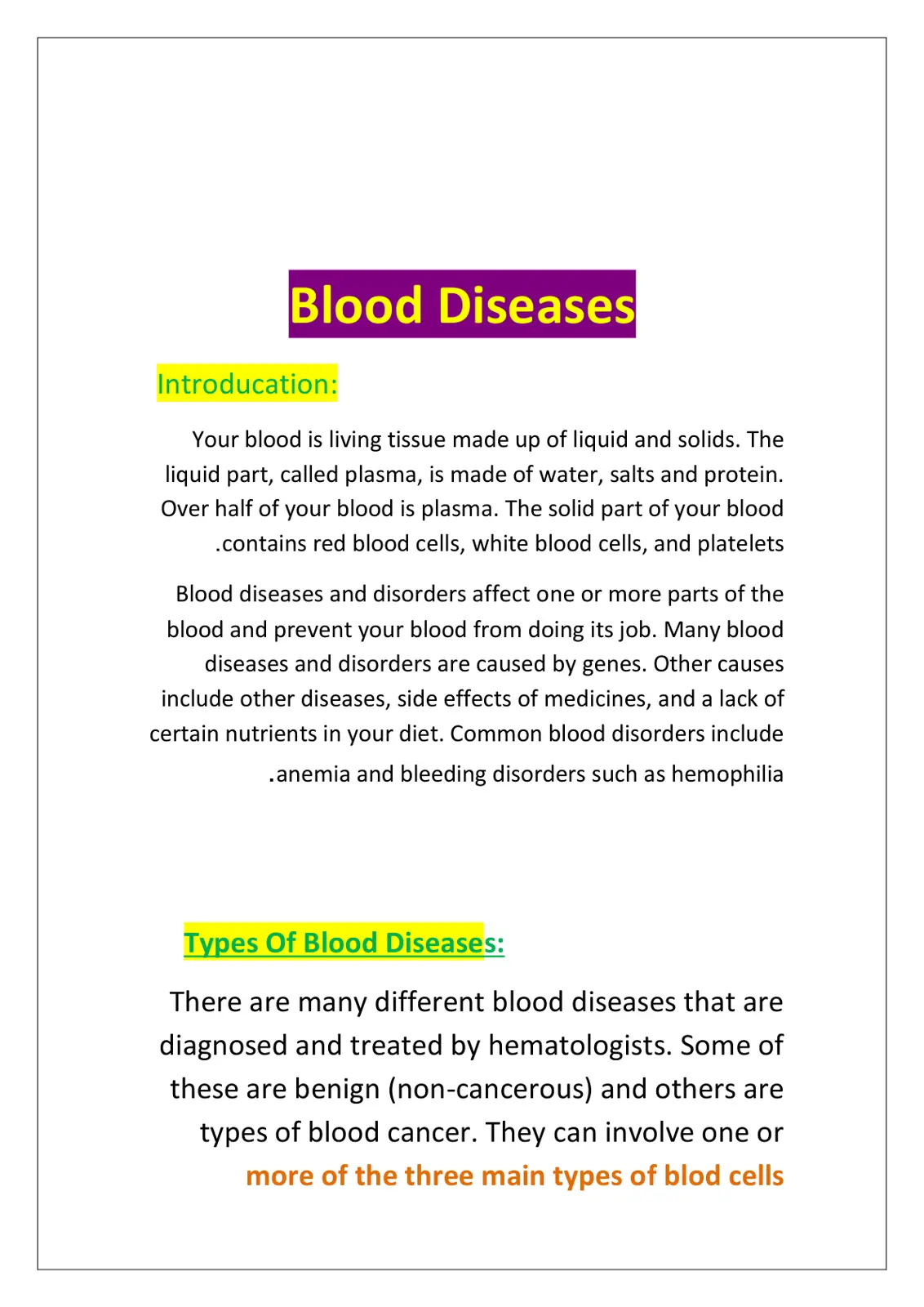 غلاف تقرير Blood Diseases