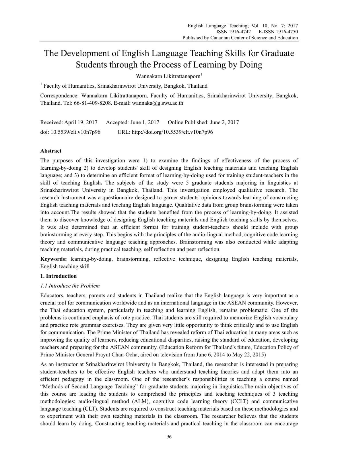 غلاف تقرير The Development of English Language Teaching Skills for Graduate Students through the Process of Learning by Doing