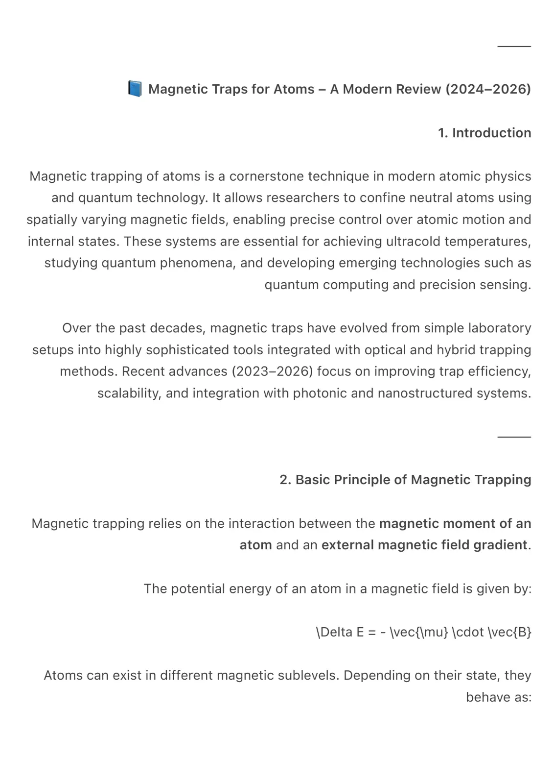 غلاف تقرير Magnetic Traps for Atoms - A Modern Review (2024-2026)