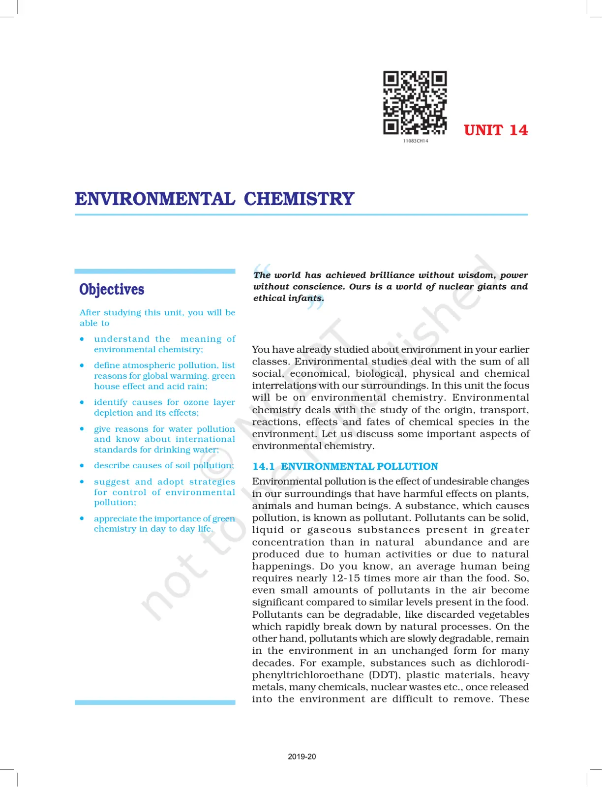 غلاف تقرير Environmental Chemistry - Unit 14