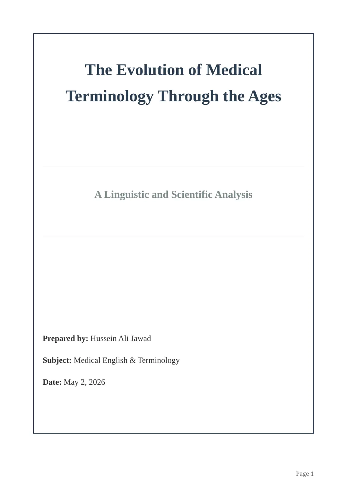 غلاف تقرير The Evolution of Medical Terminology Through the Ages