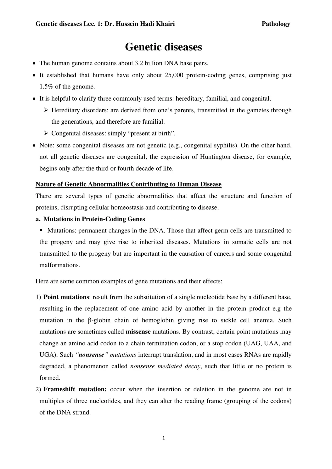 غلاف تقرير Genetic diseases