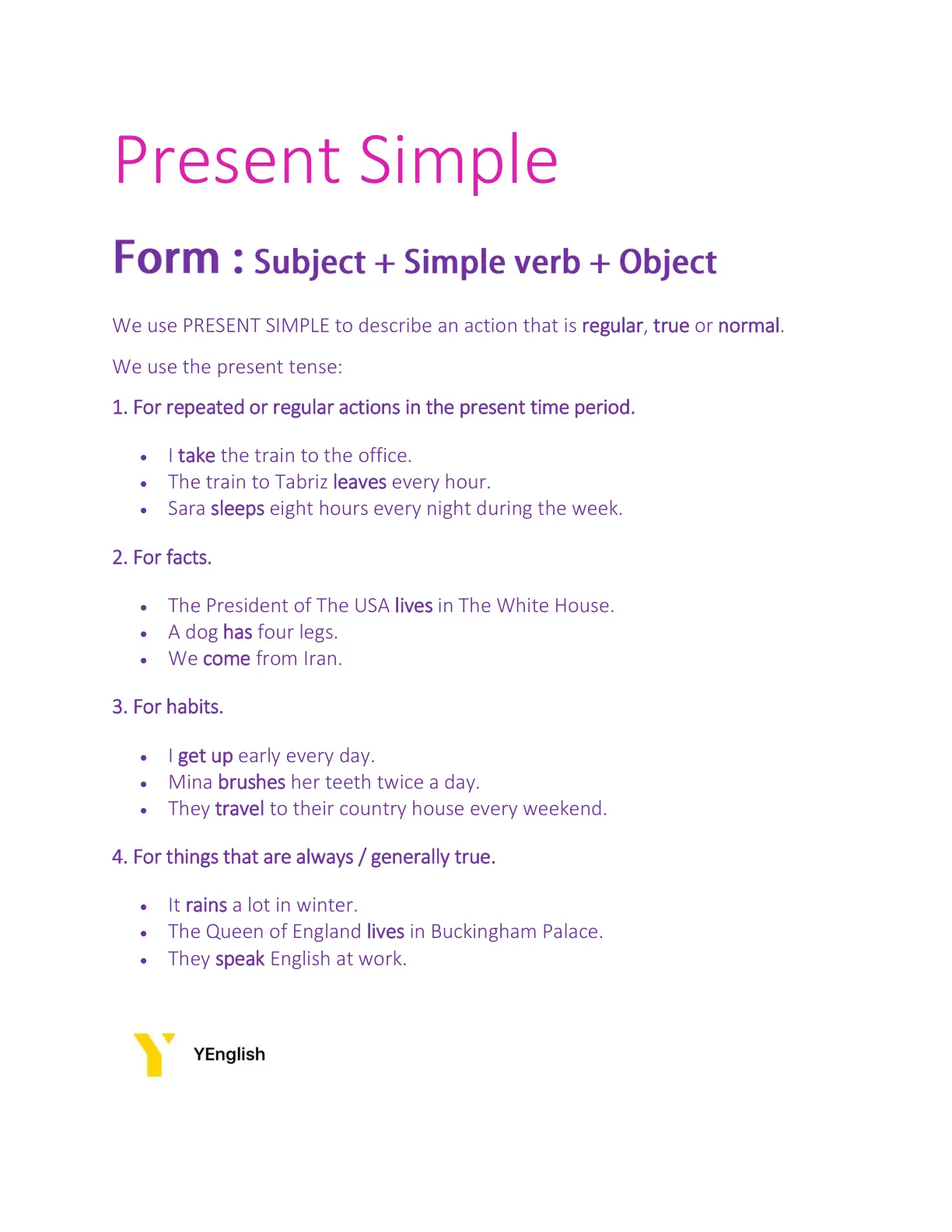 غلاف تقرير Present Simple