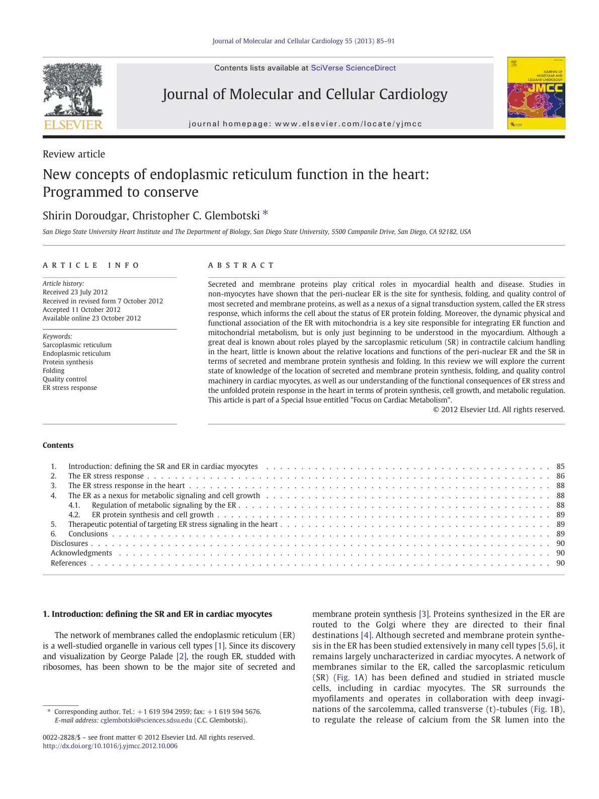 غلاف تقرير New concepts of endoplasmic reticulum function in the heart: Programmed to conserve