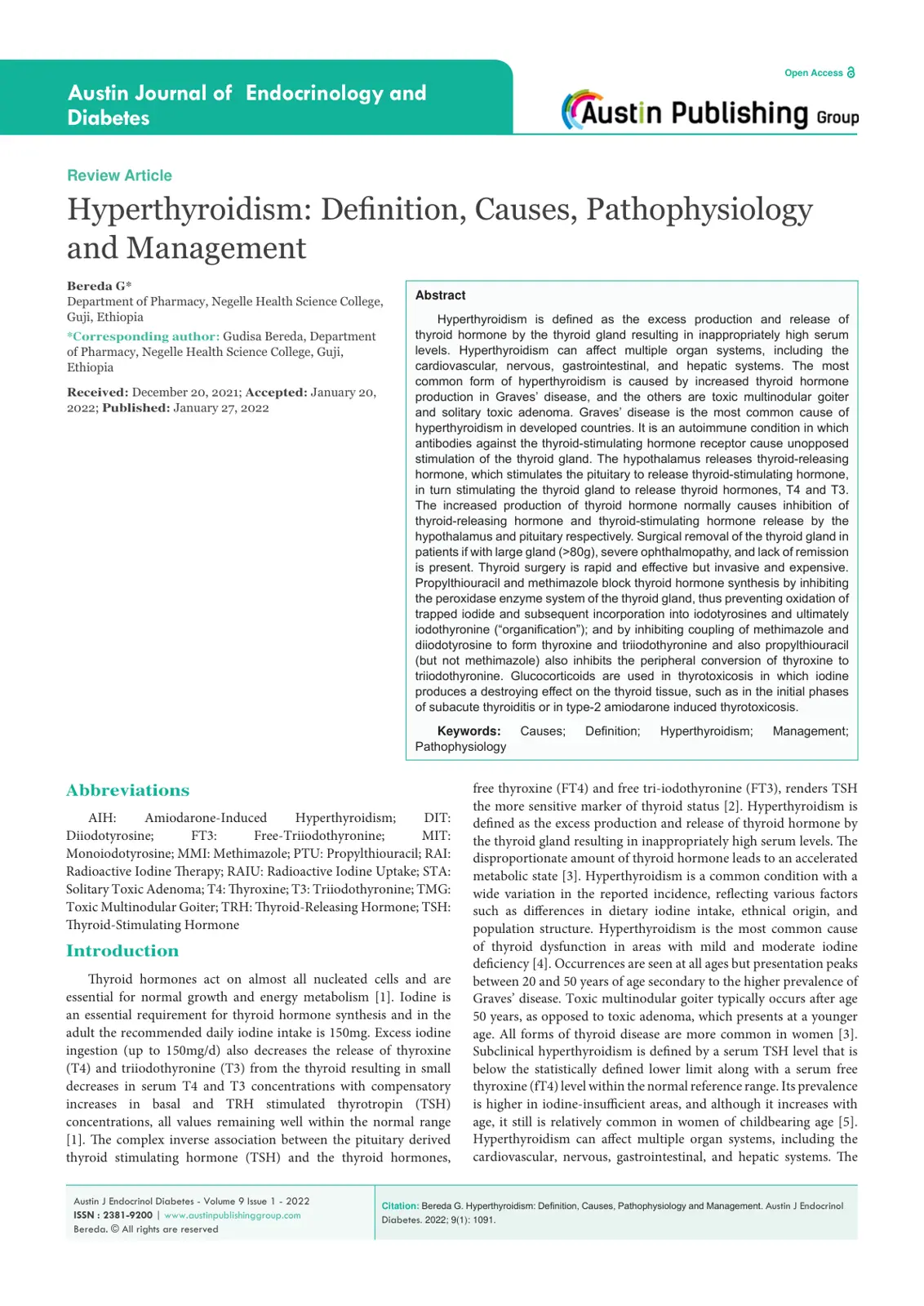 غلاف تقرير Hyperthyroidism: Definition, Causes, Pathophysiology and Management