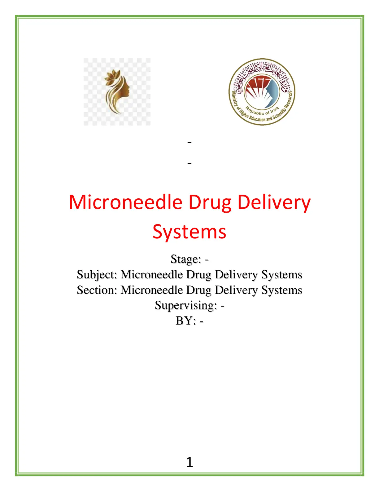 غلاف تقرير Microneedle Drug Delivery Systems