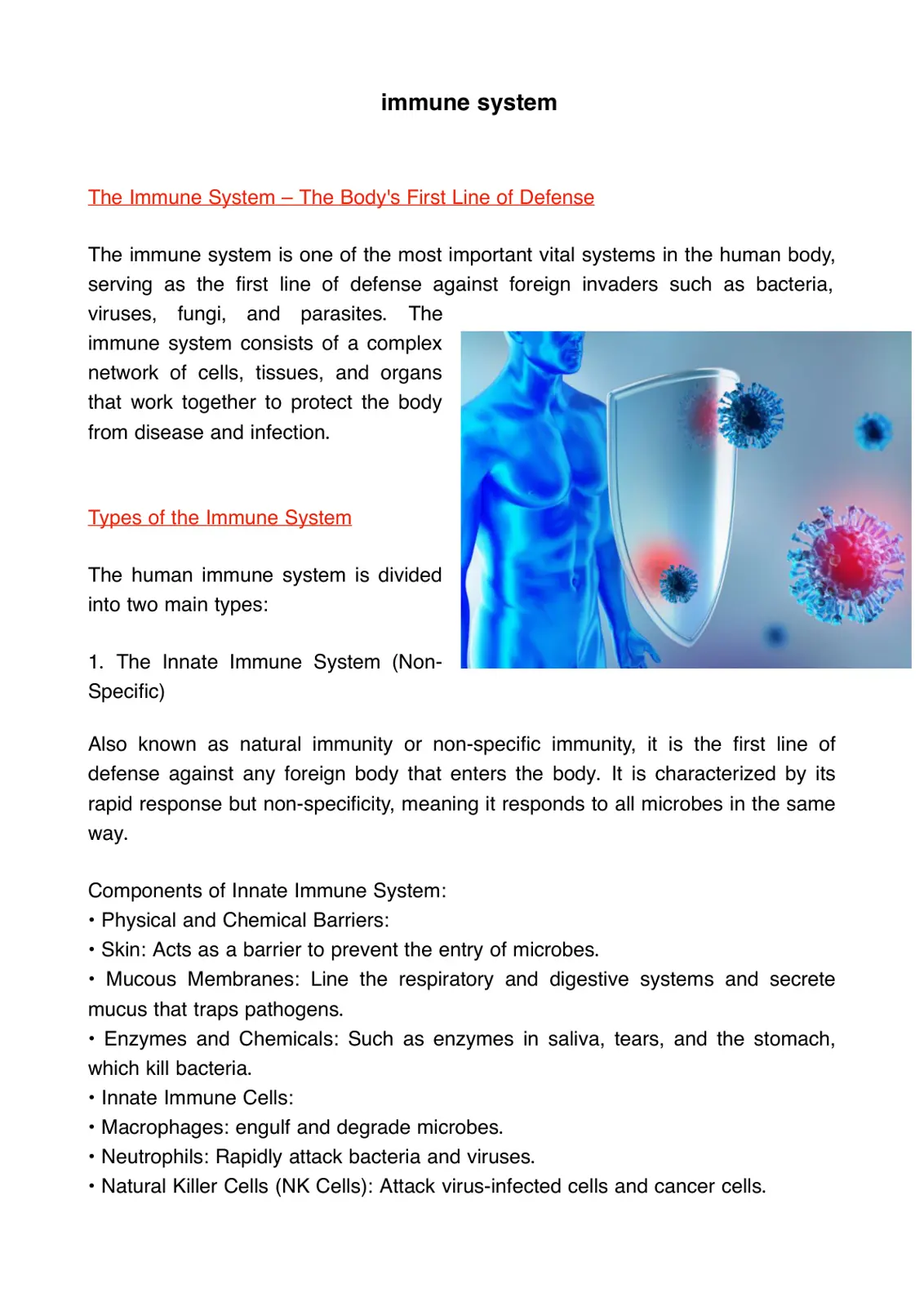 غلاف تقرير The Immune System - The Body's First Line of Defense