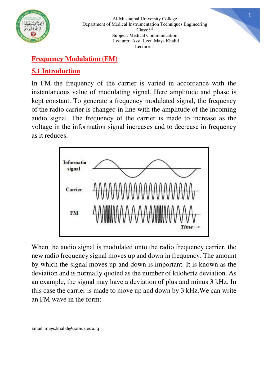 غلاف تقرير Frequency Modulation (FM)