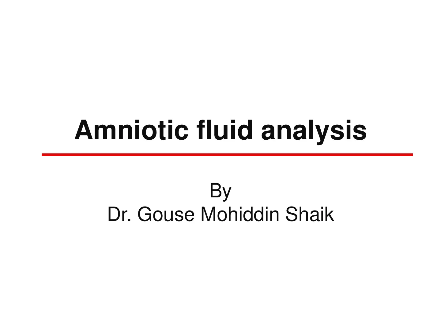 غلاف تقرير Amniotic fluid analysis