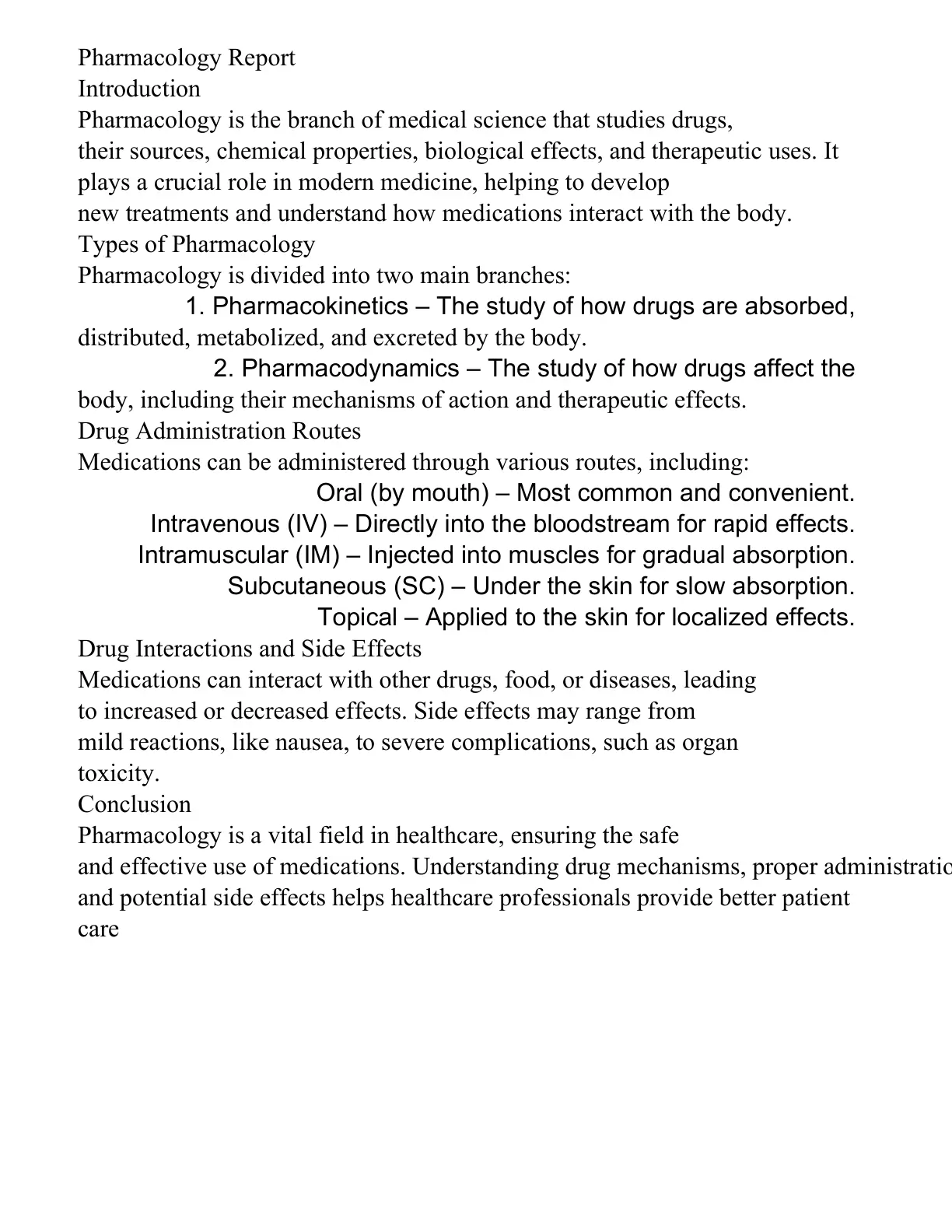 غلاف تقرير Pharmacology Report