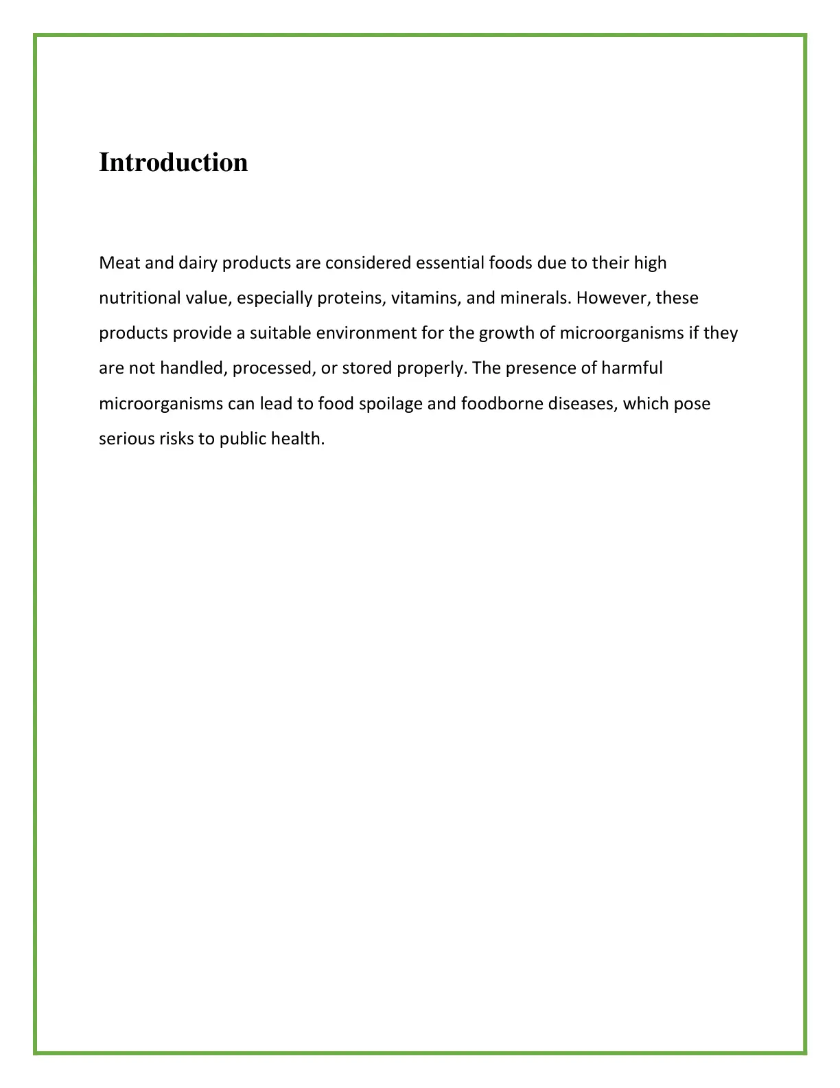 غلاف تقرير Introduction to Meat and Dairy Products Microbiology