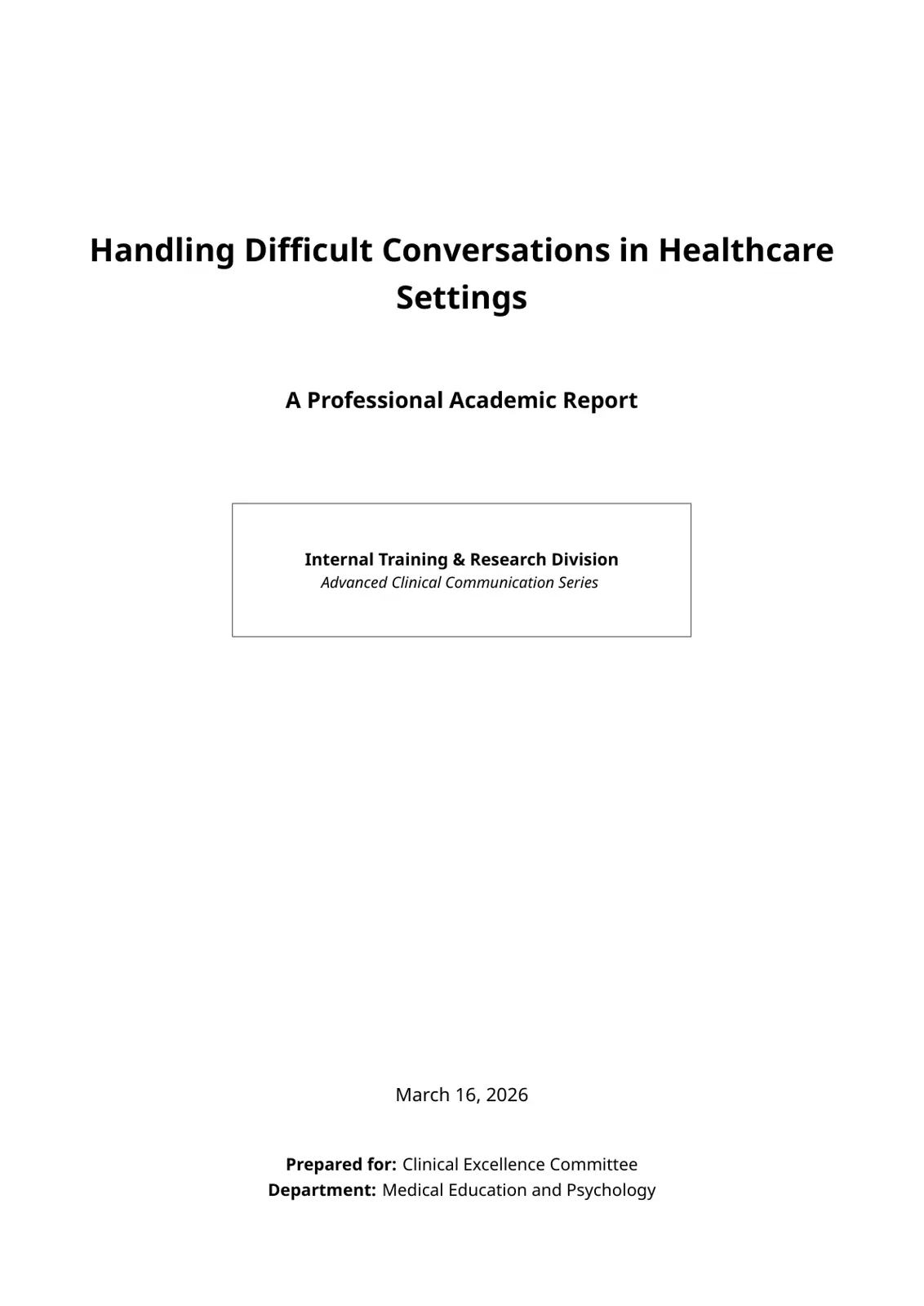 غلاف تقرير Handling Difficult Conversations in Healthcare Settings