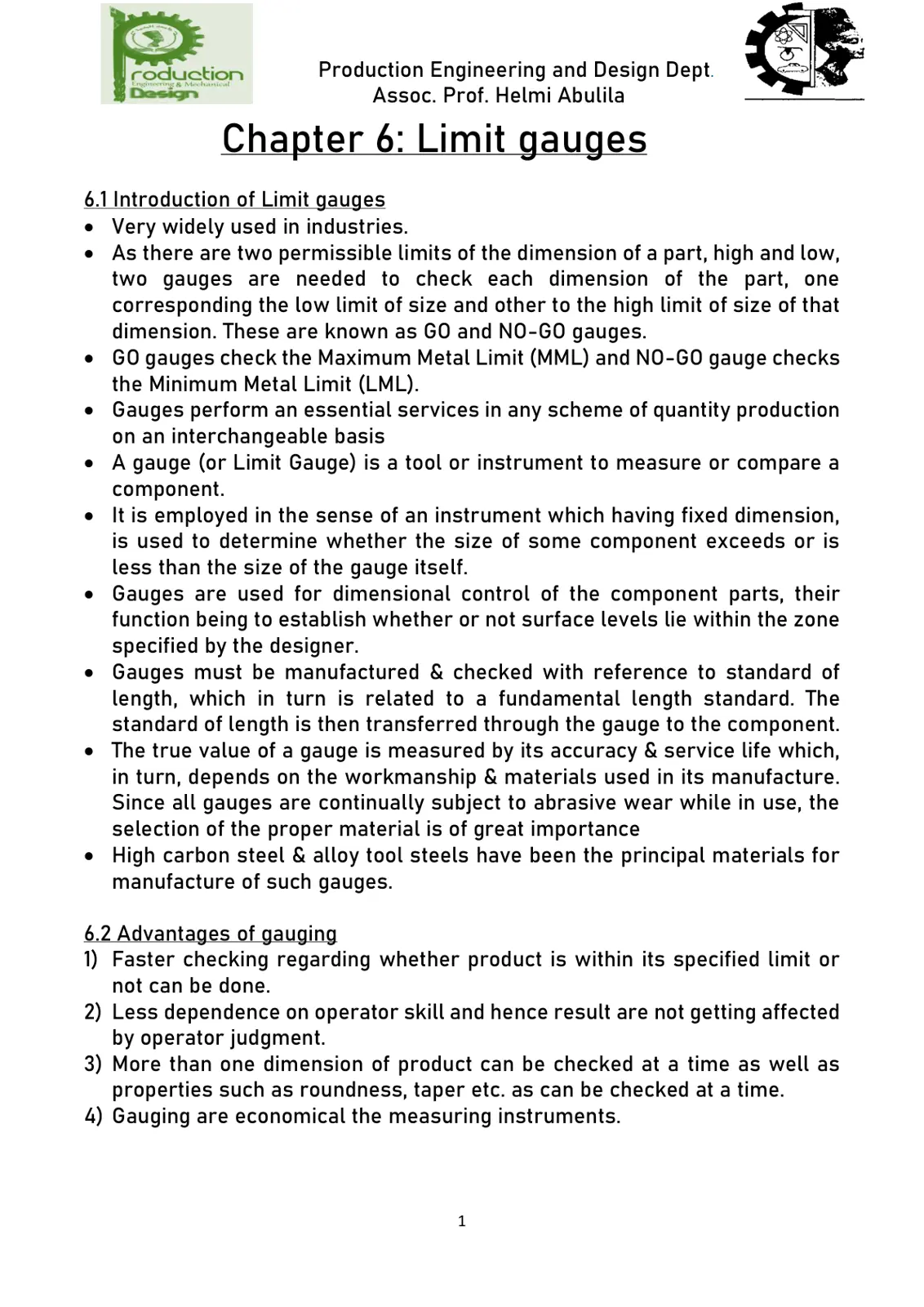 غلاف تقرير Chapter 6: Limit gauges