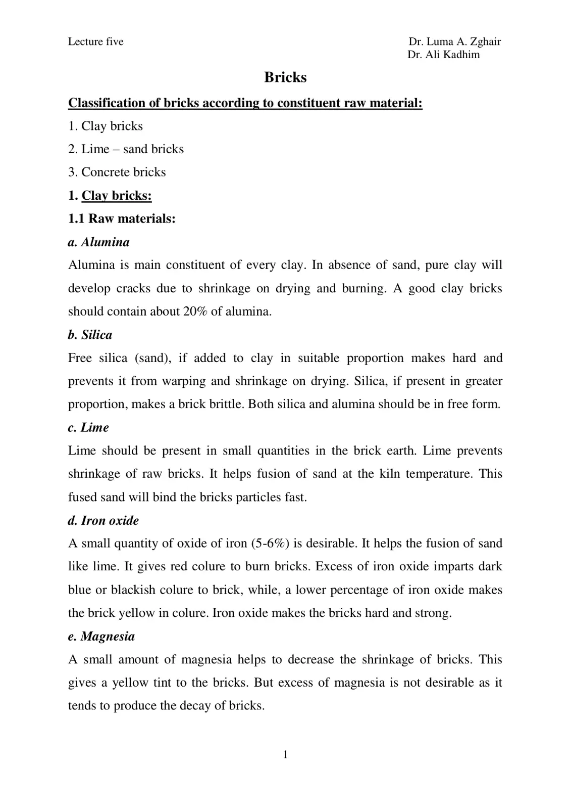 غلاف تقرير Lecture Five: Bricks