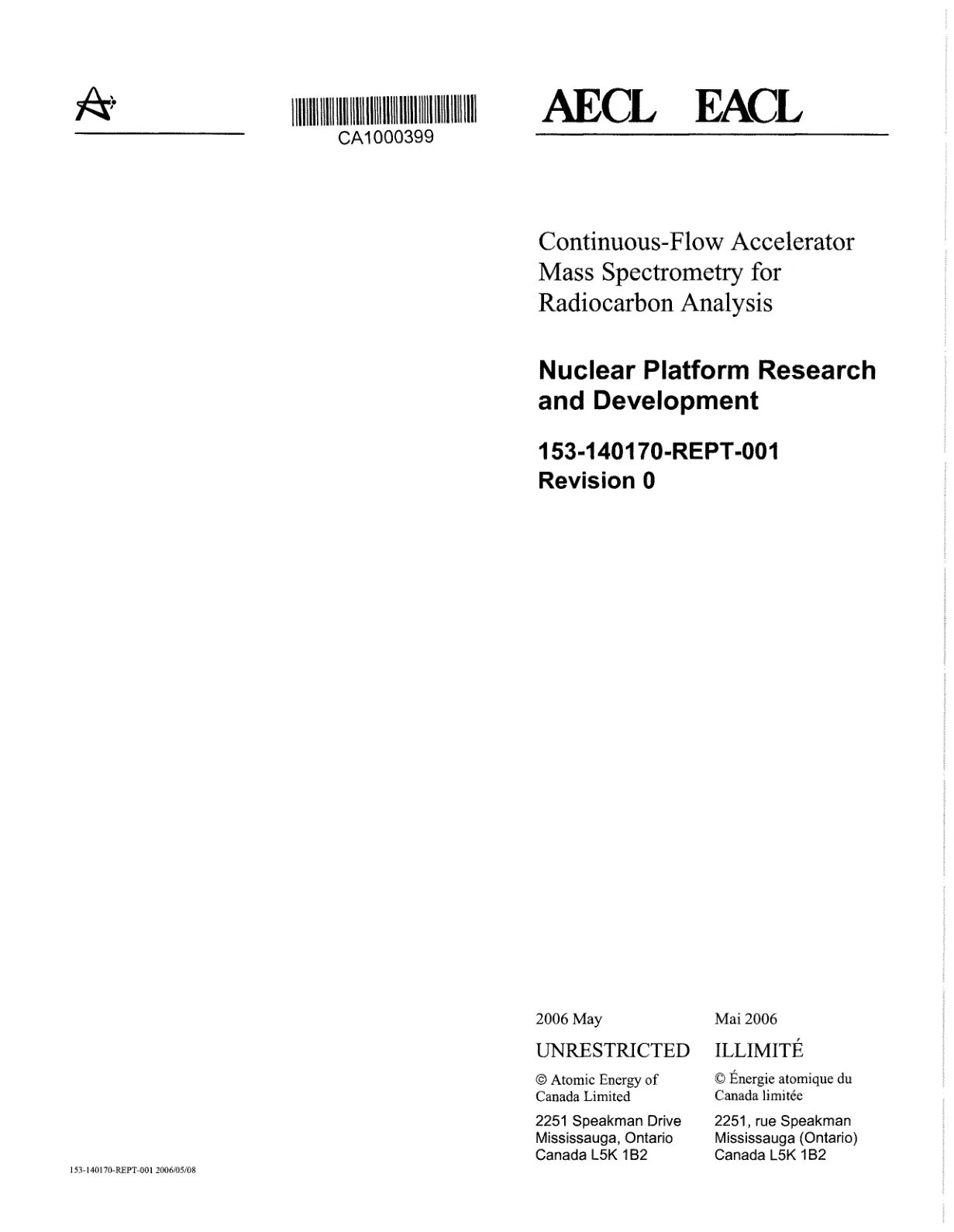 غلاف تقرير Continuous-Flow Accelerator Mass Spectrometry for Radiocarbon Analysis