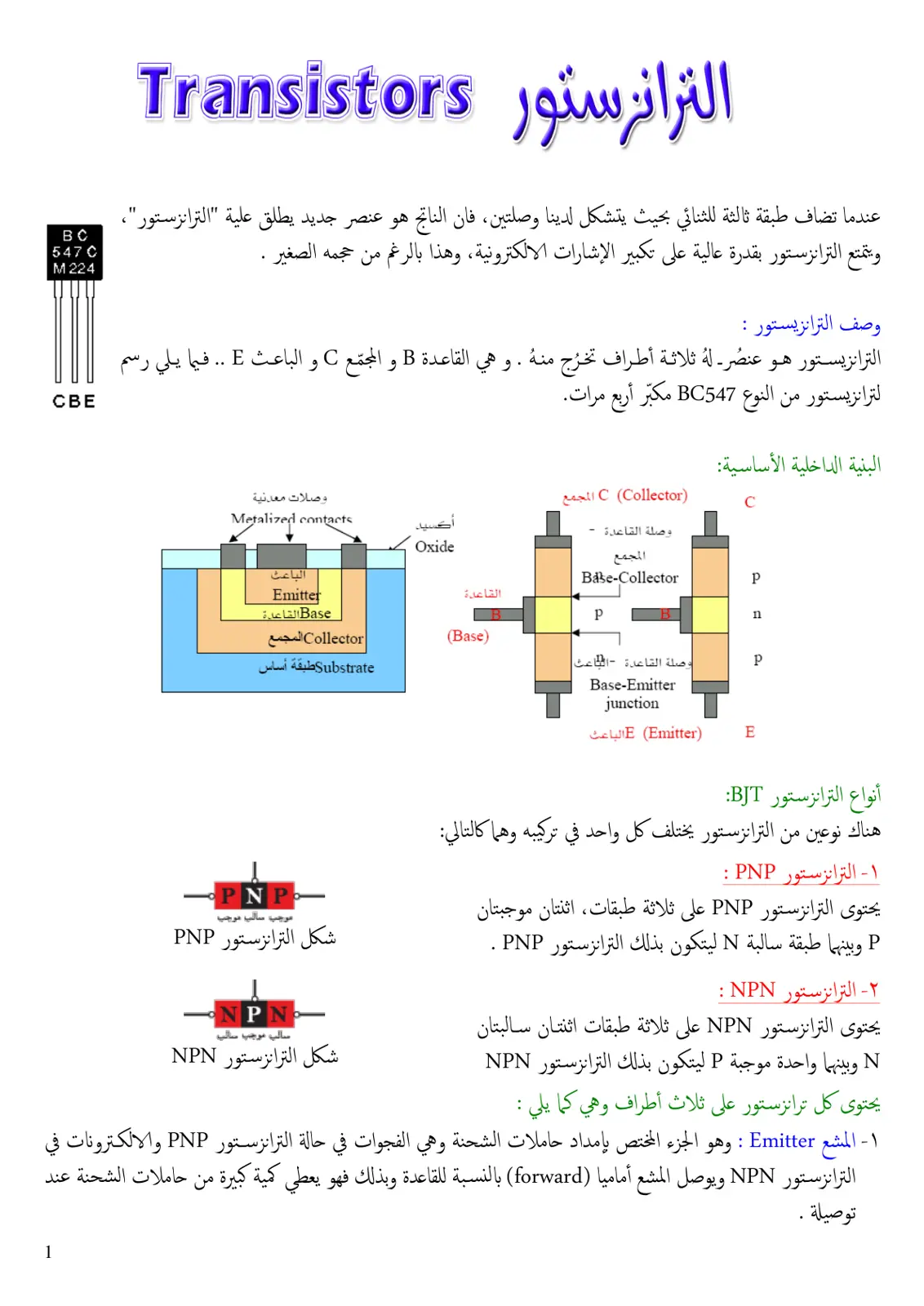 غلاف تقرير الترانزستور Transistors