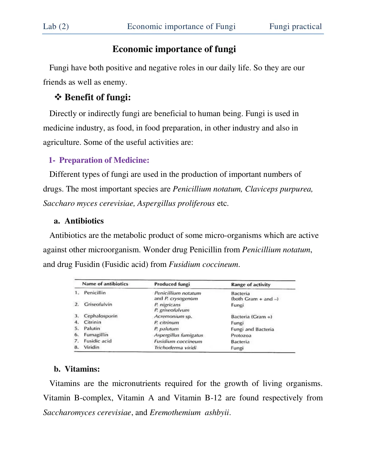 غلاف تقرير Economic Importance of Fungi - Lab (2)