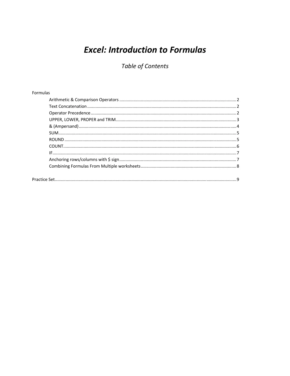 غلاف تقرير Excel: Introduction to Formulas