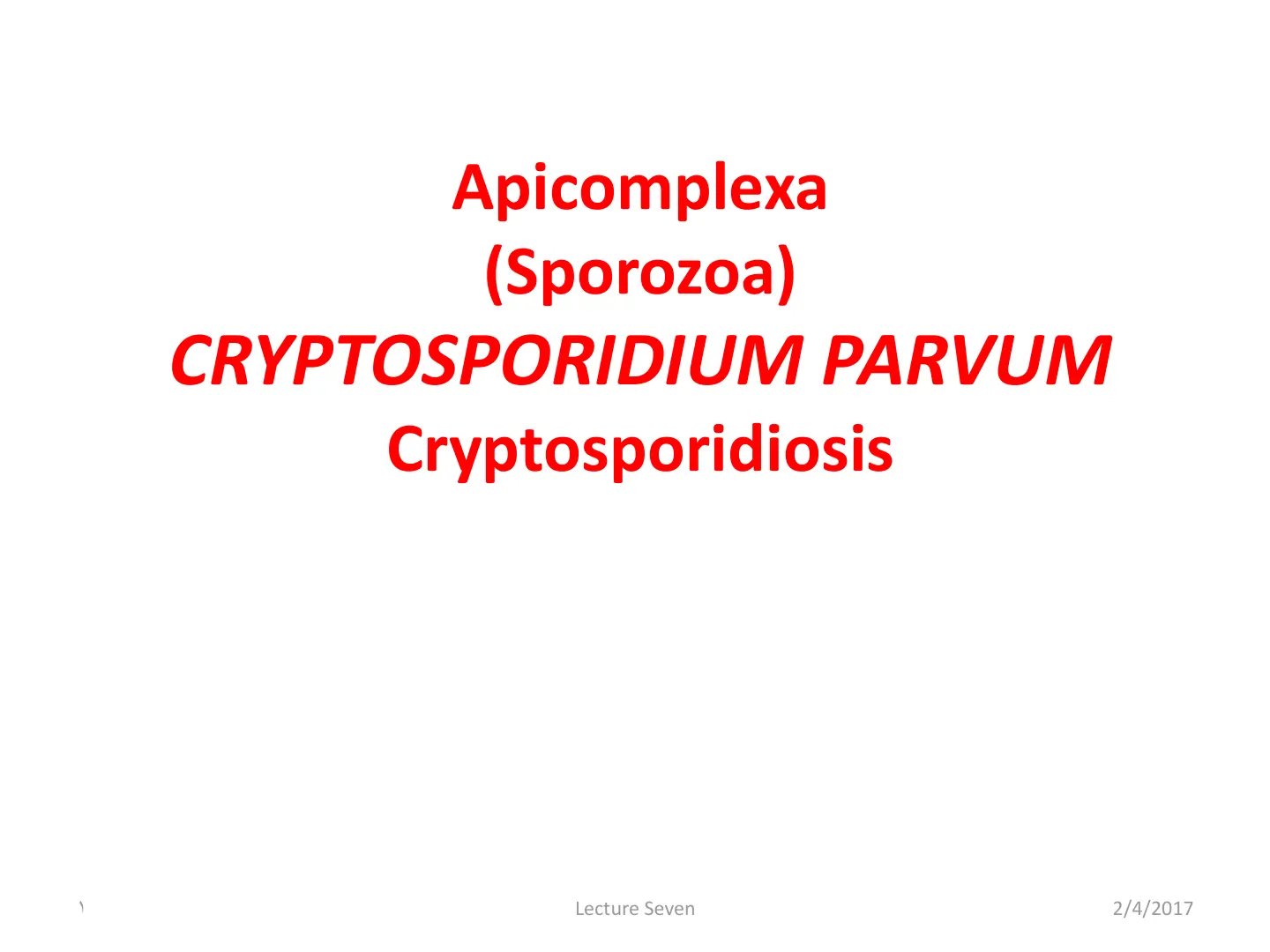 غلاف تقرير CRYPTOSPORIDIUM PARVUM Cryptosporidiosis