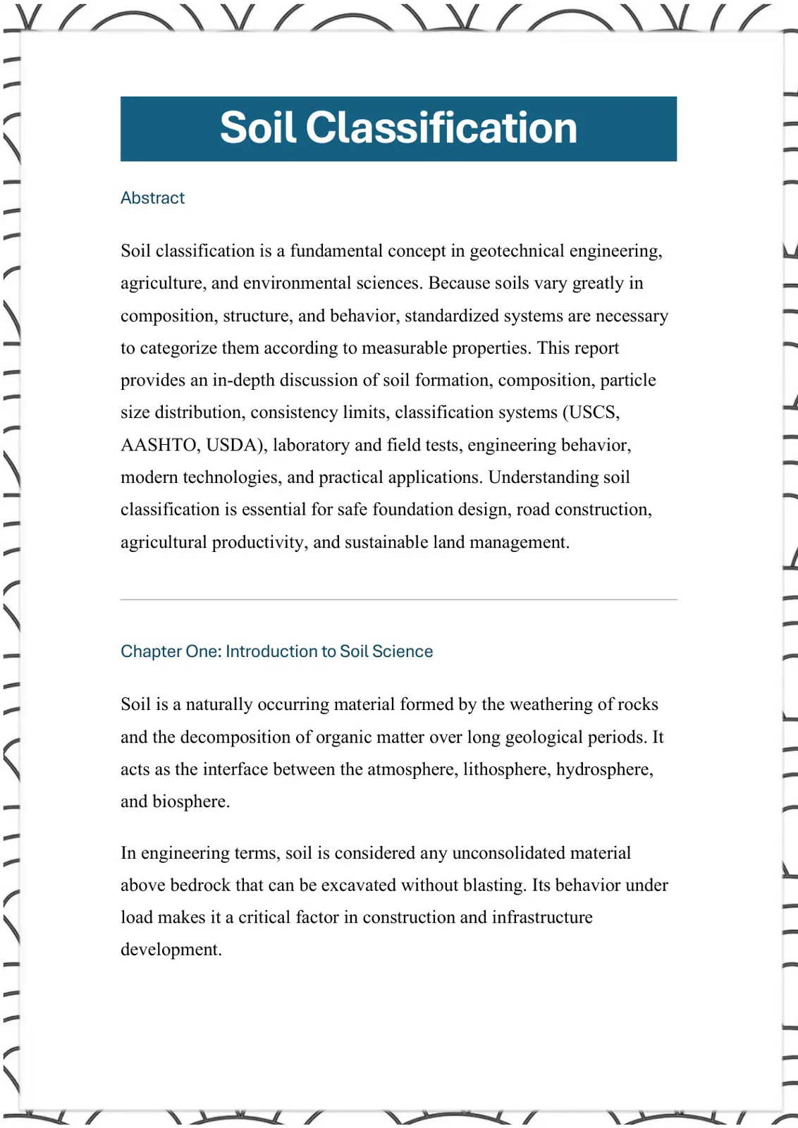 غلاف تقرير Soil Classification
