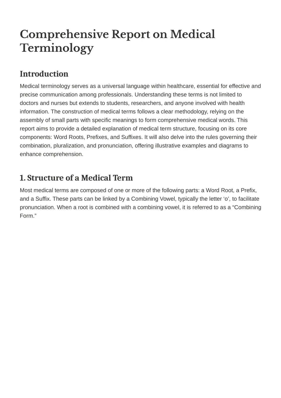 غلاف تقرير Comprehensive Report on Medical Terminology