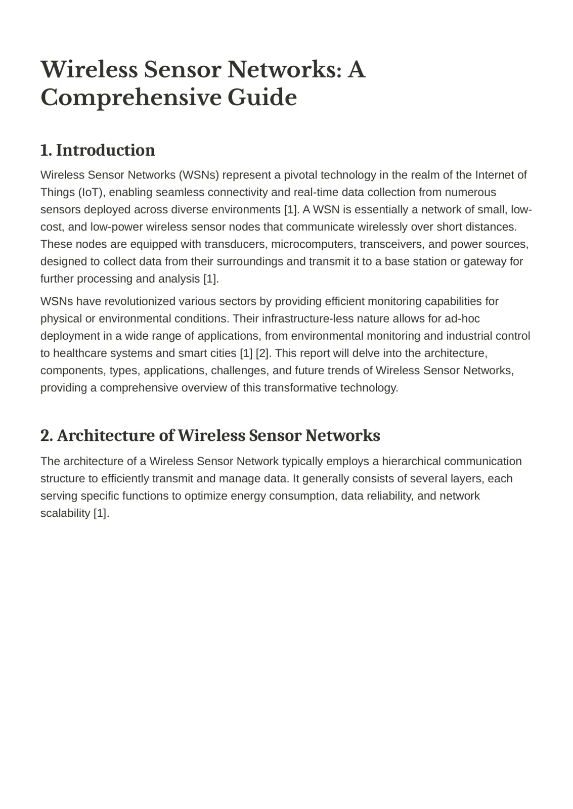 غلاف تقرير Wireless Sensor Networks: A Comprehensive Guide