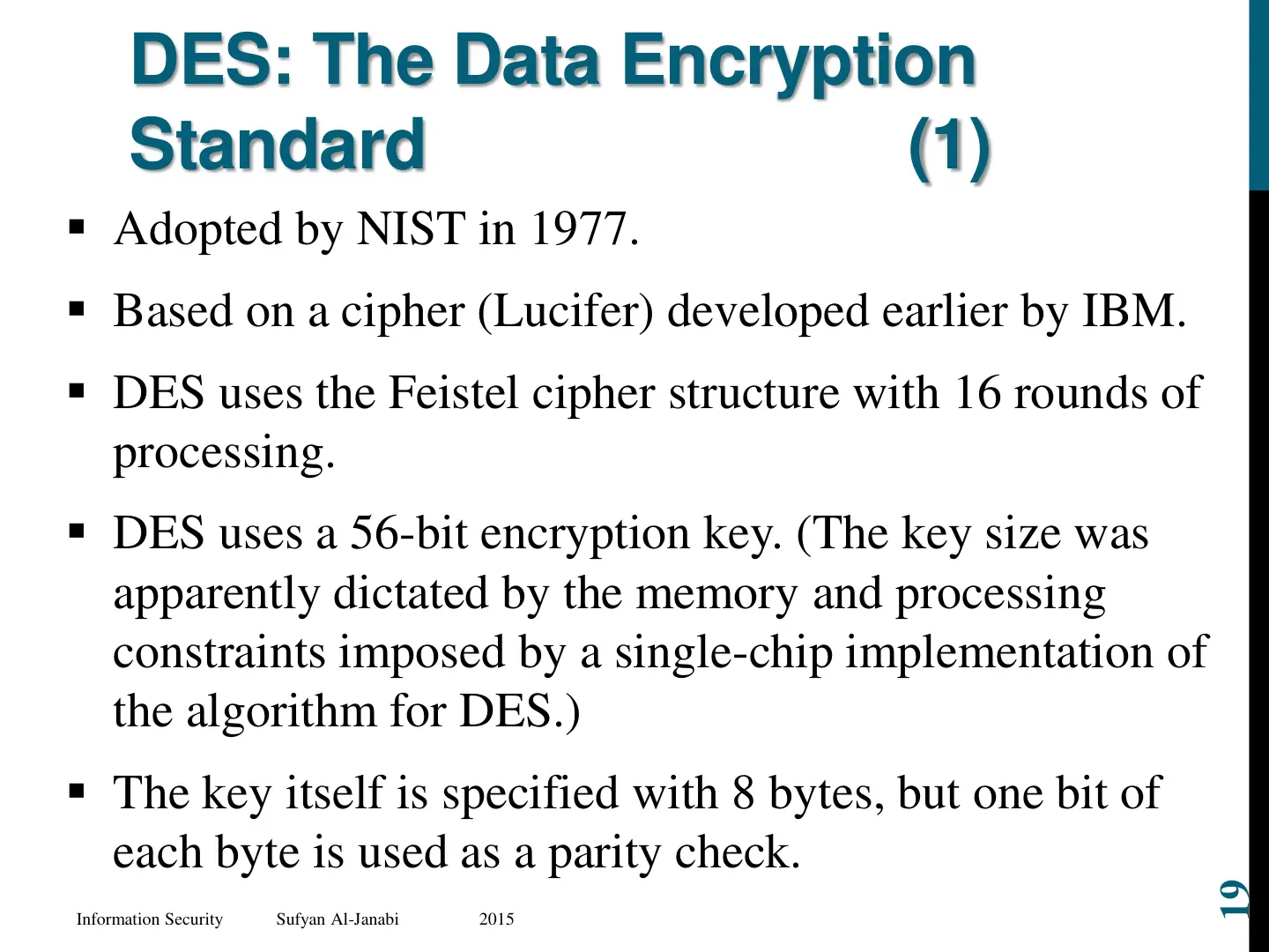 غلاف تقرير DES: The Data Encryption Standard
