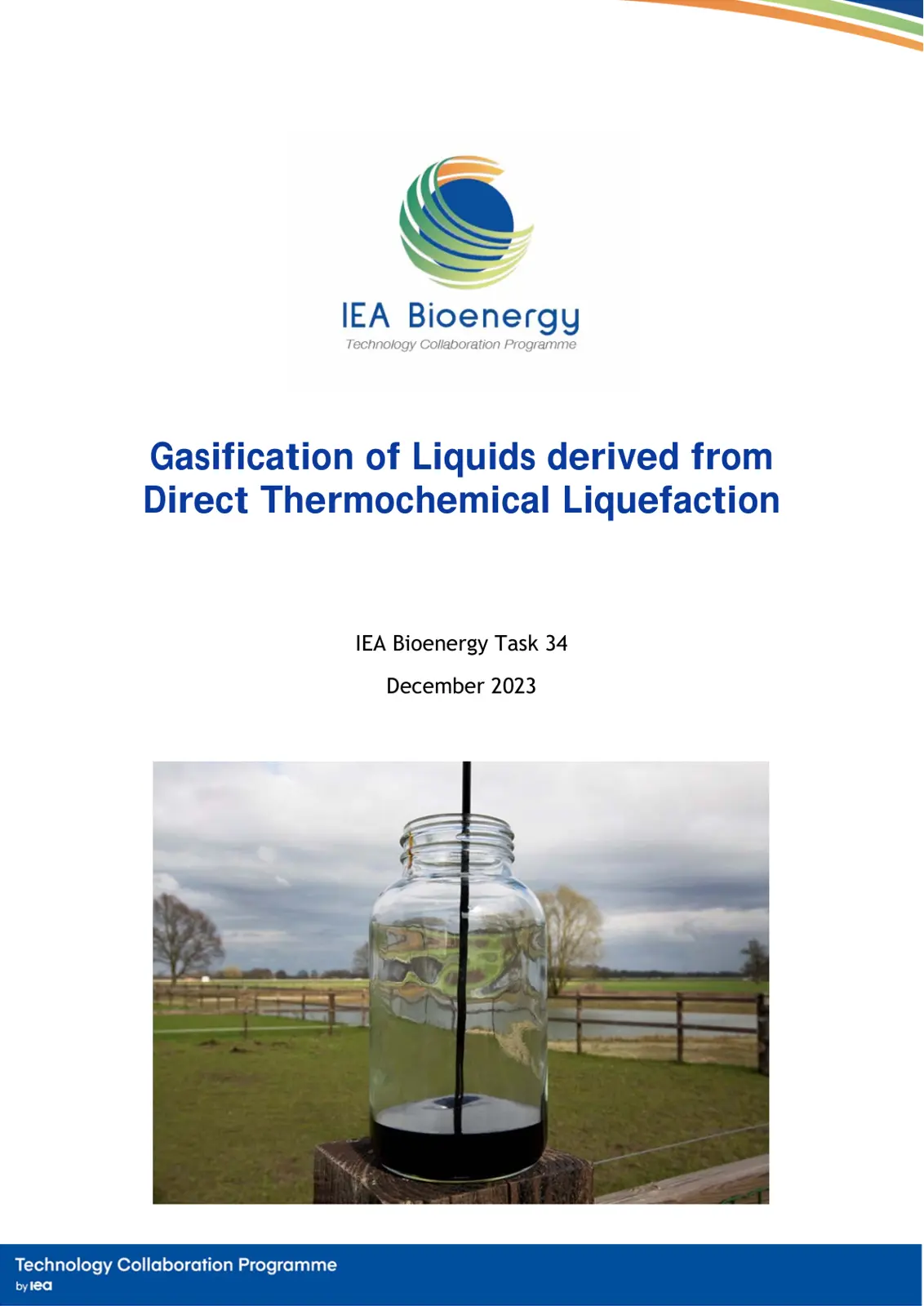 غلاف تقرير Gasification of Liquids derived from Direct Thermochemical Liquefaction