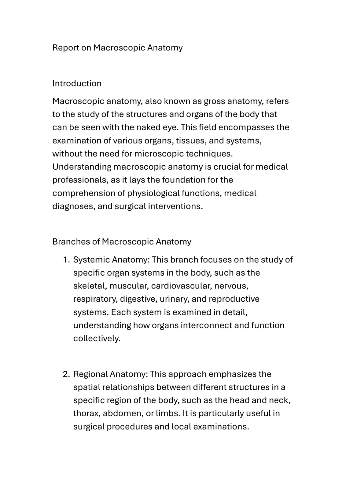 غلاف تقرير Report on Macroscopic Anatomy