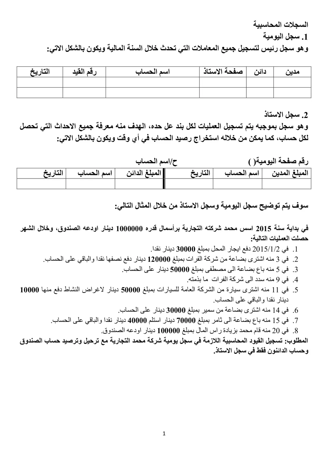 غلاف تقرير السجلات المحاسبية